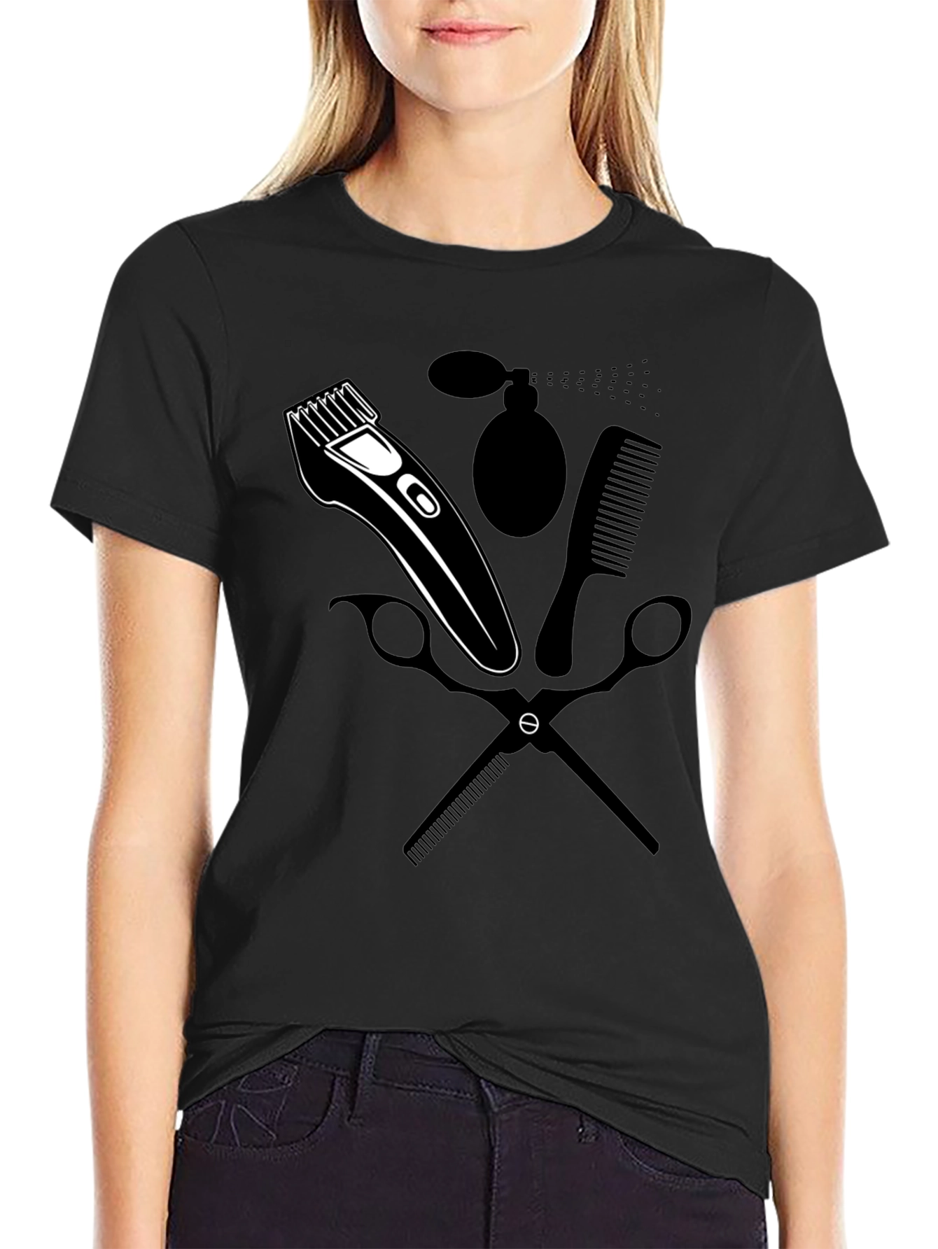 Barber Tools Graphic T-Shirt - Black Crew Neck Tee