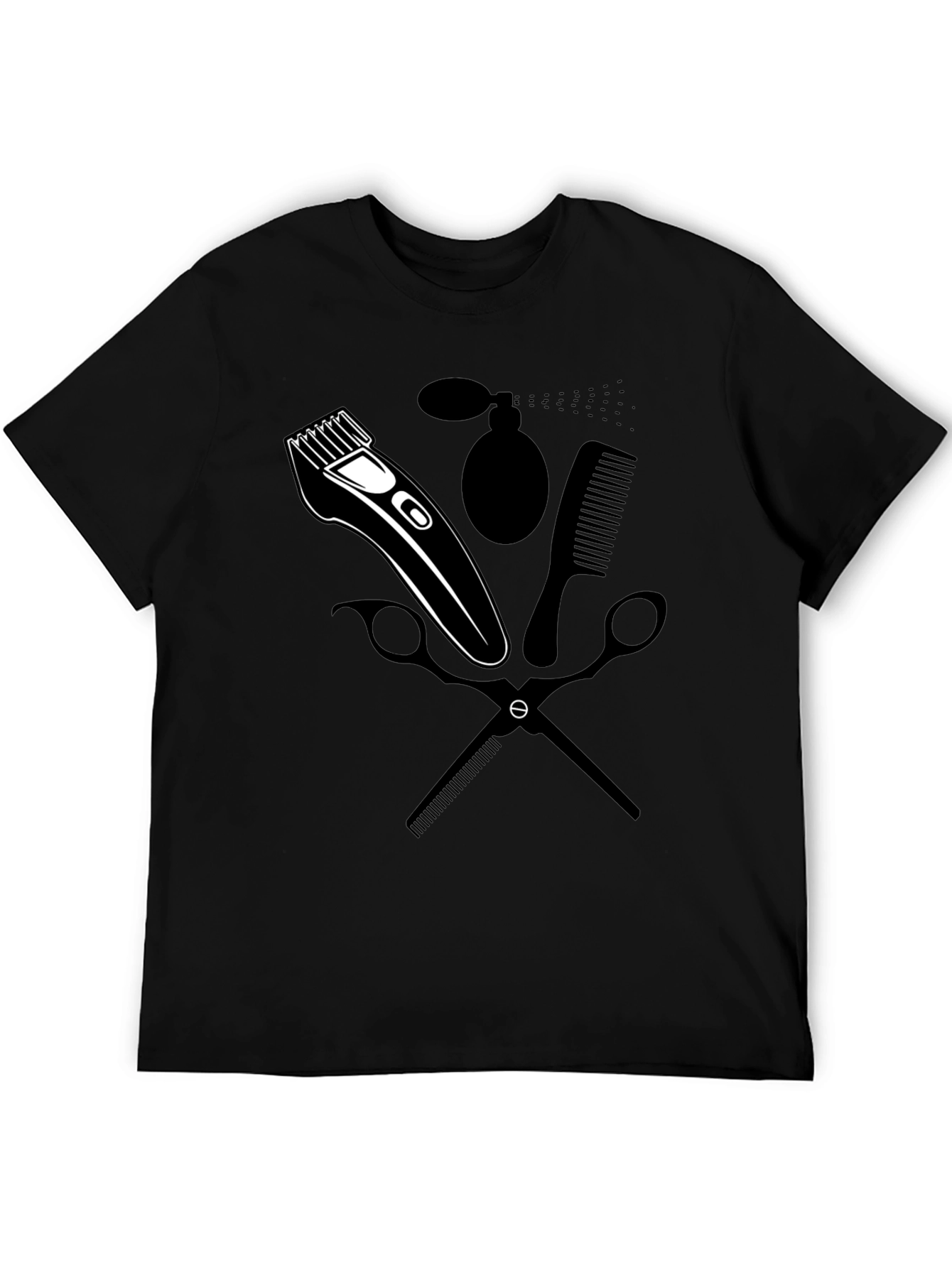 Barber Tools Graphic T-Shirt - Black Crew Neck Tee