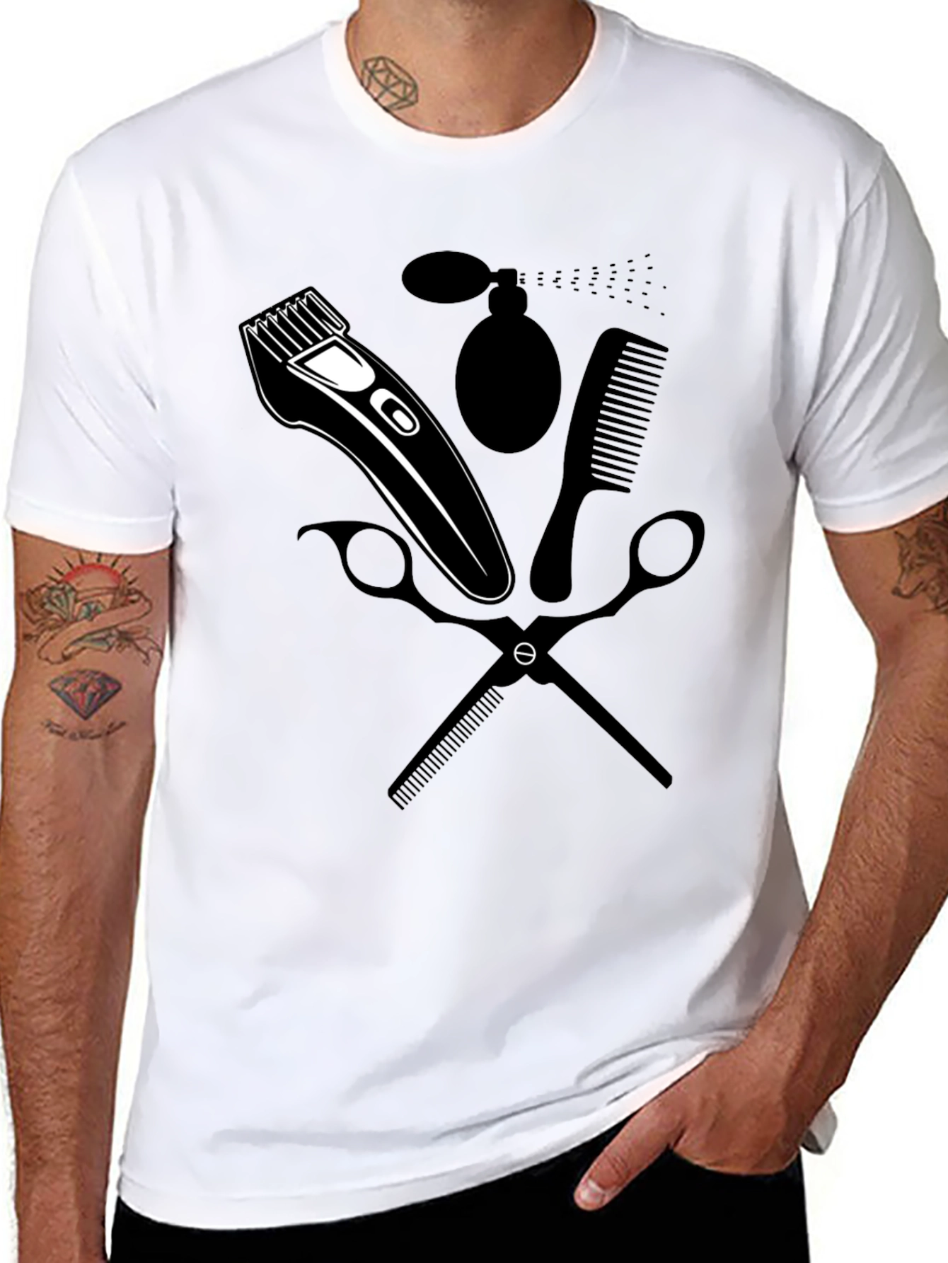 Barber Tools Graphic T-Shirt - Black Crew Neck Tee