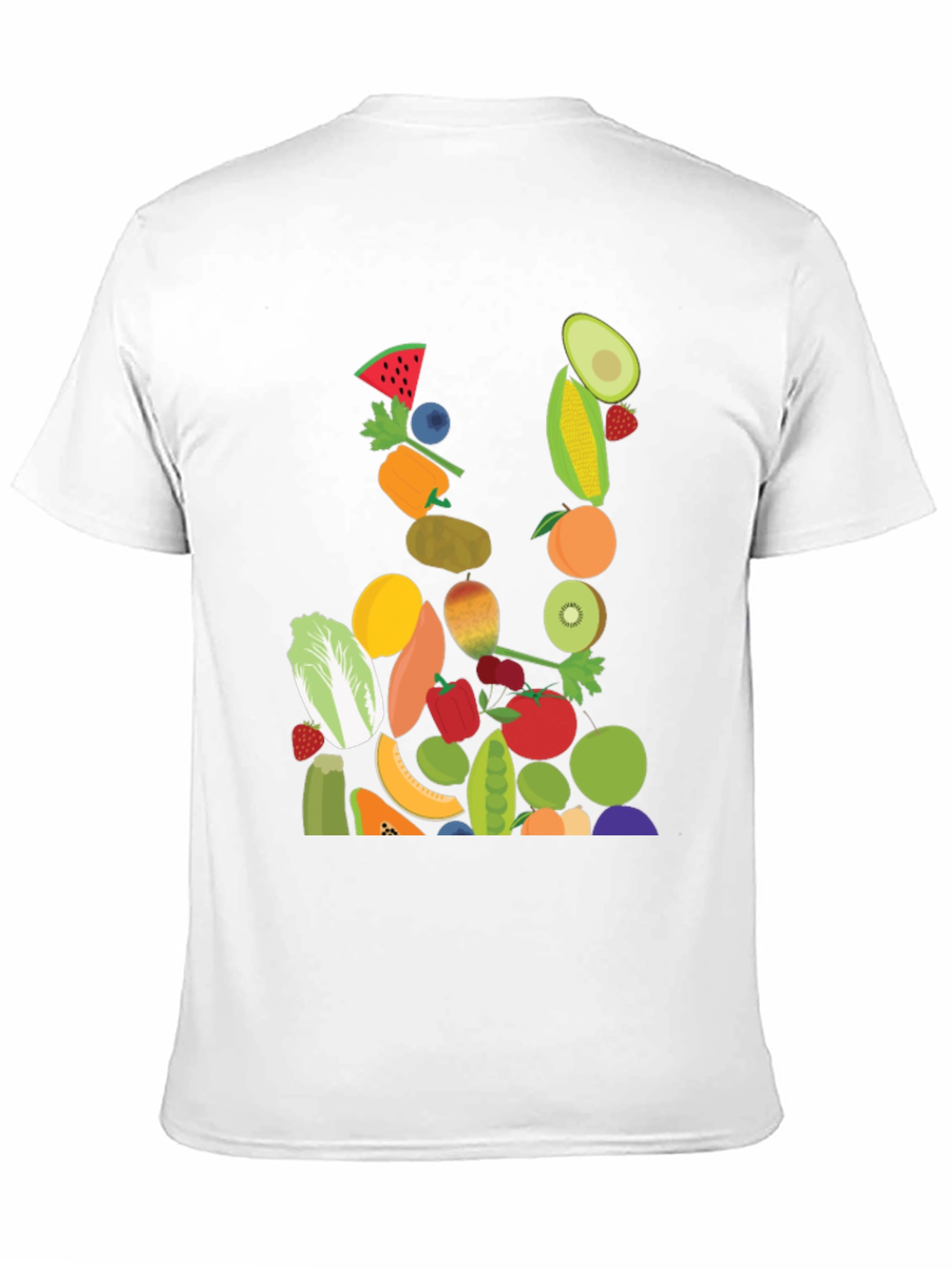 Fruit & Veggie Print Black T-Shirt