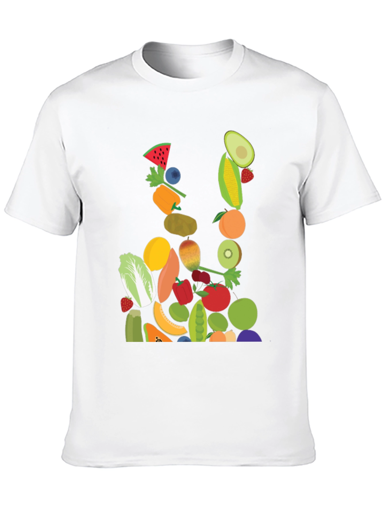 Fruit & Veggie Print Black T-Shirt