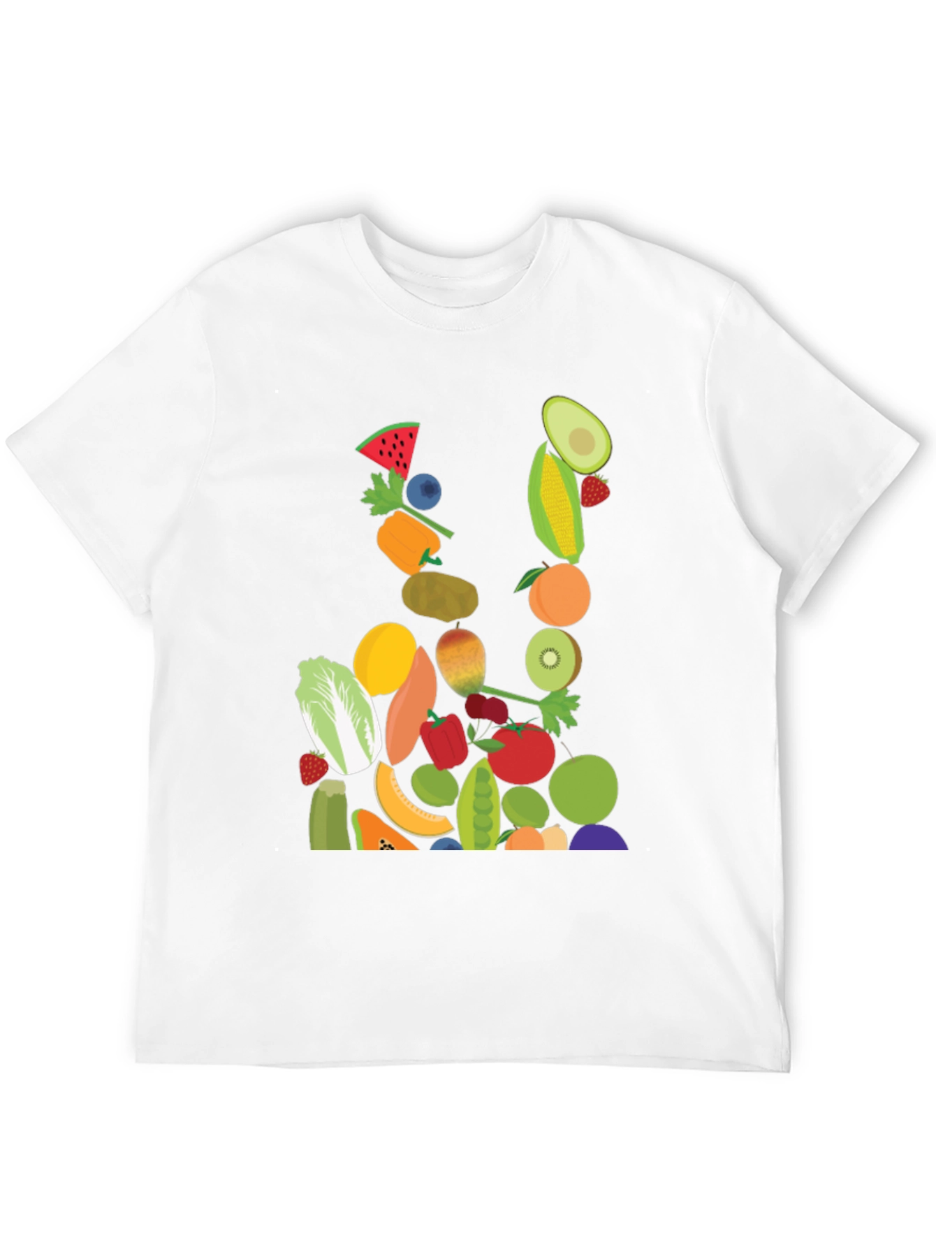 Fruit & Veggie Print Black T-Shirt