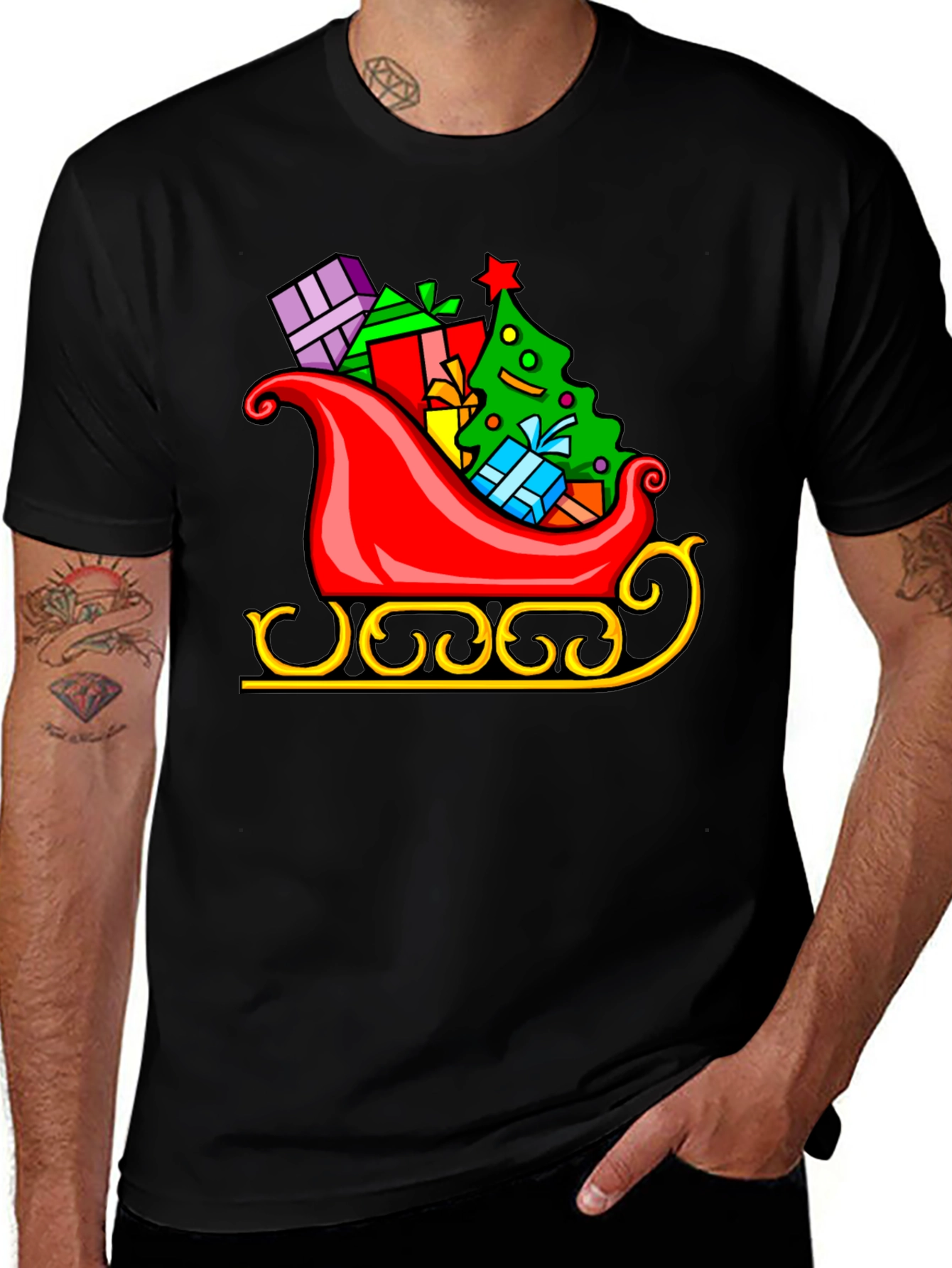 Festive Sleigh Graphic Tee - Holiday Cheer