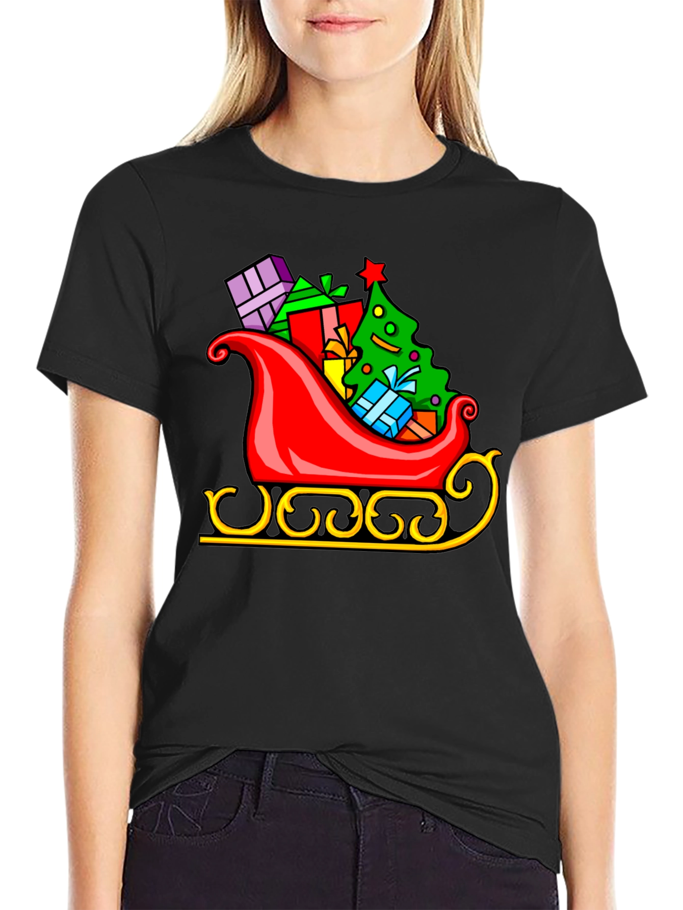 Festive Sleigh Graphic Tee - Holiday Cheer