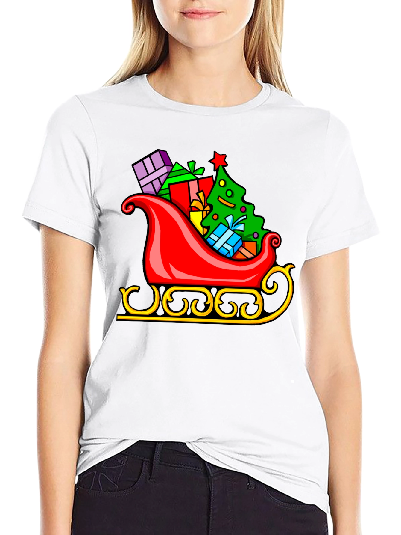 Festive Sleigh Graphic Tee - Holiday Cheer