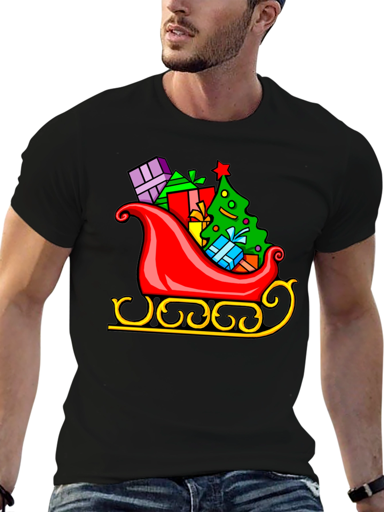 Festive Sleigh Graphic Tee - Holiday Cheer