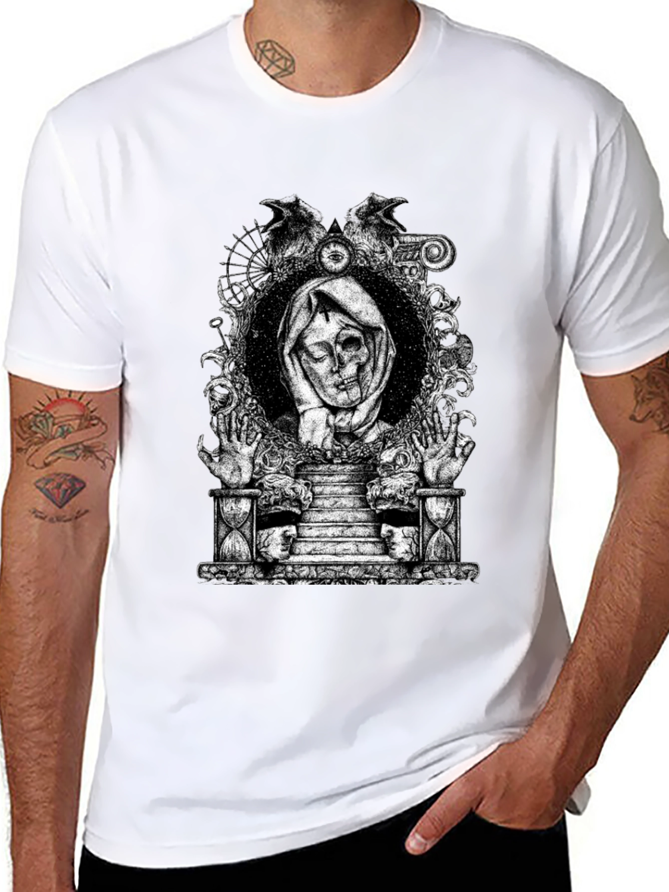 Grim Reaper Graphic Print Black T-Shirt