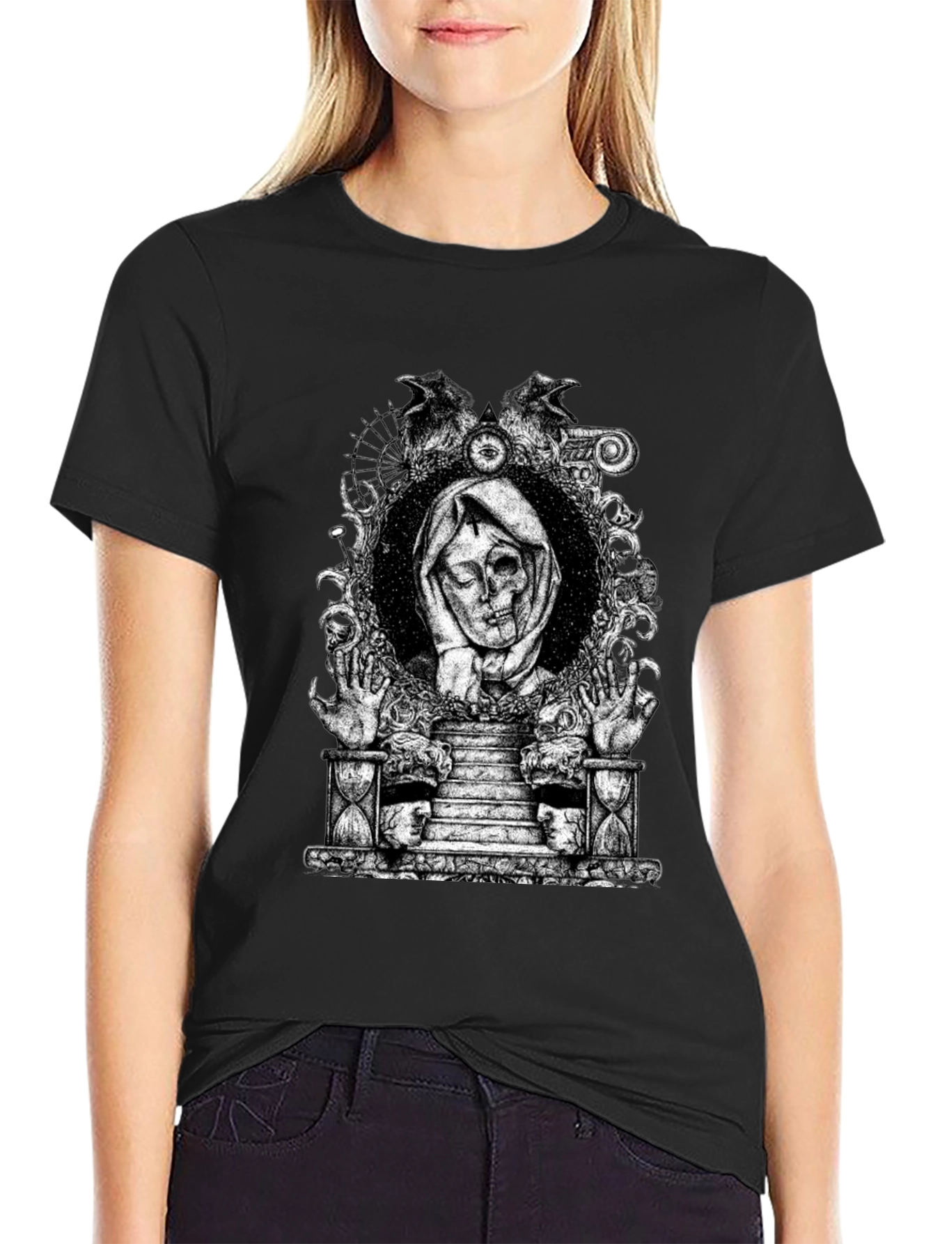 Grim Reaper Graphic Print Black T-Shirt