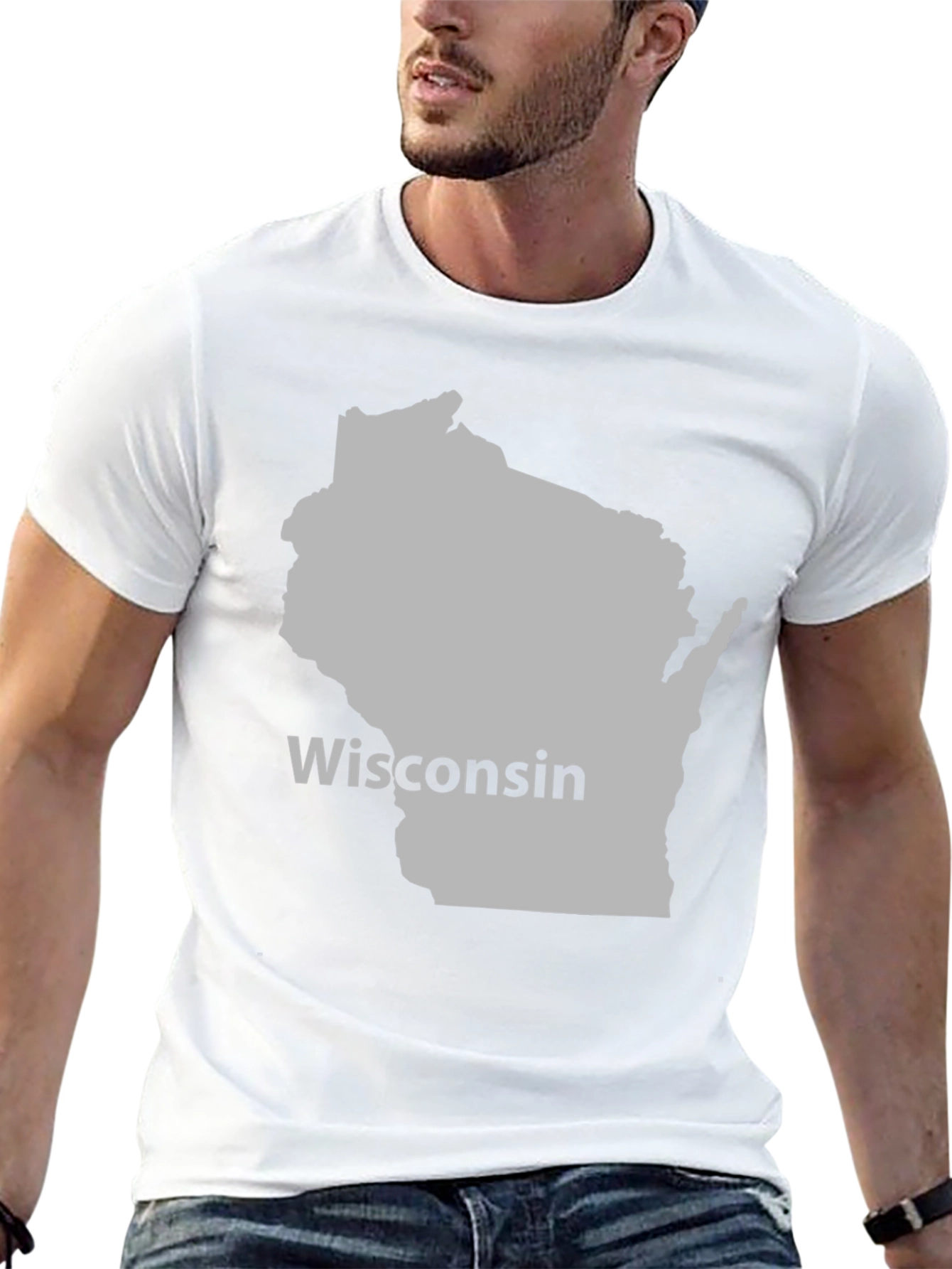Wisconsin State Map T-Shirt - Black