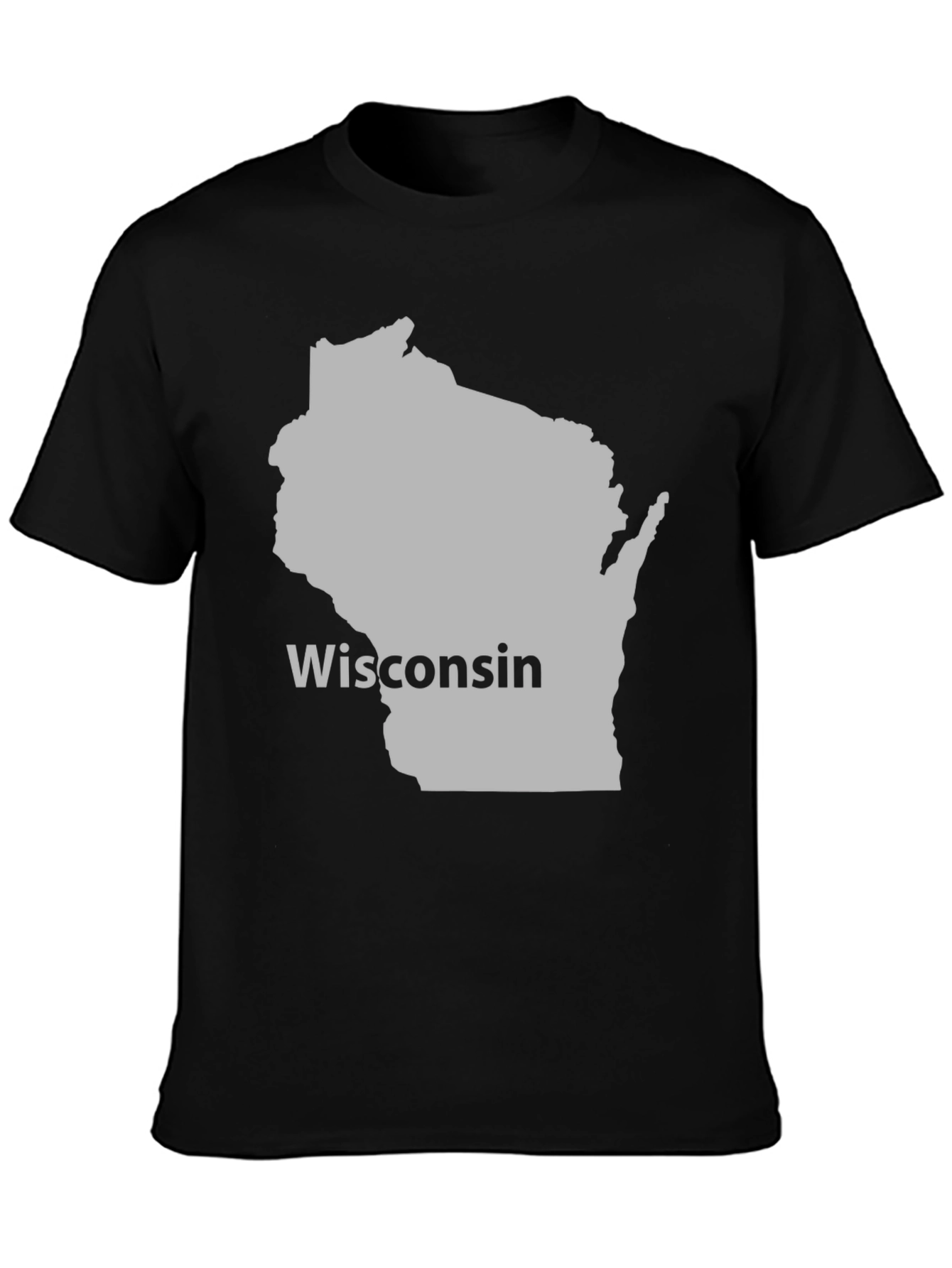 Wisconsin State Map T-Shirt - Black