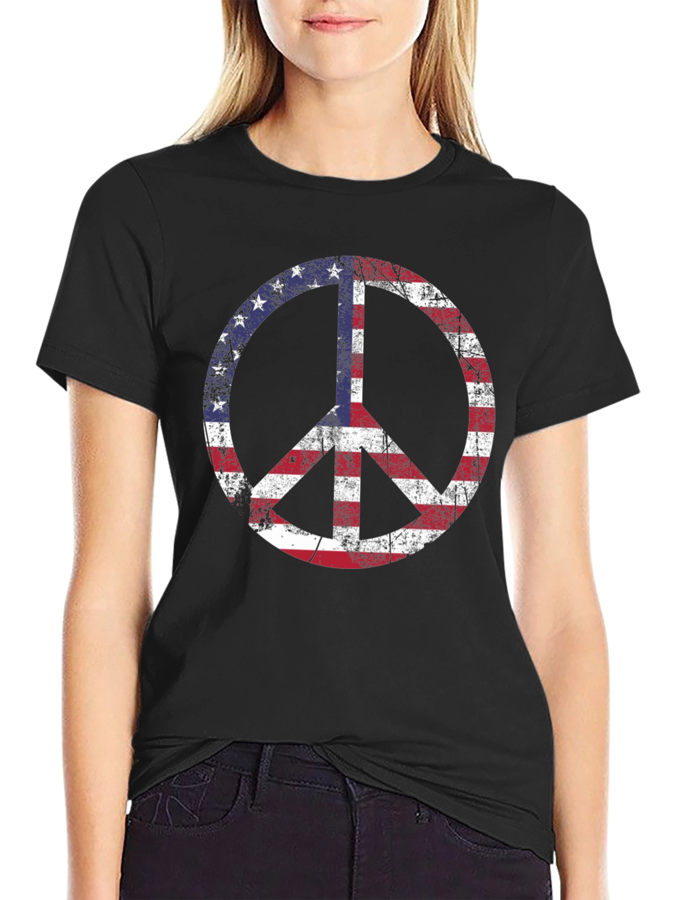 USA Peace Sign Graphic T-Shirt - Patriotic Tee