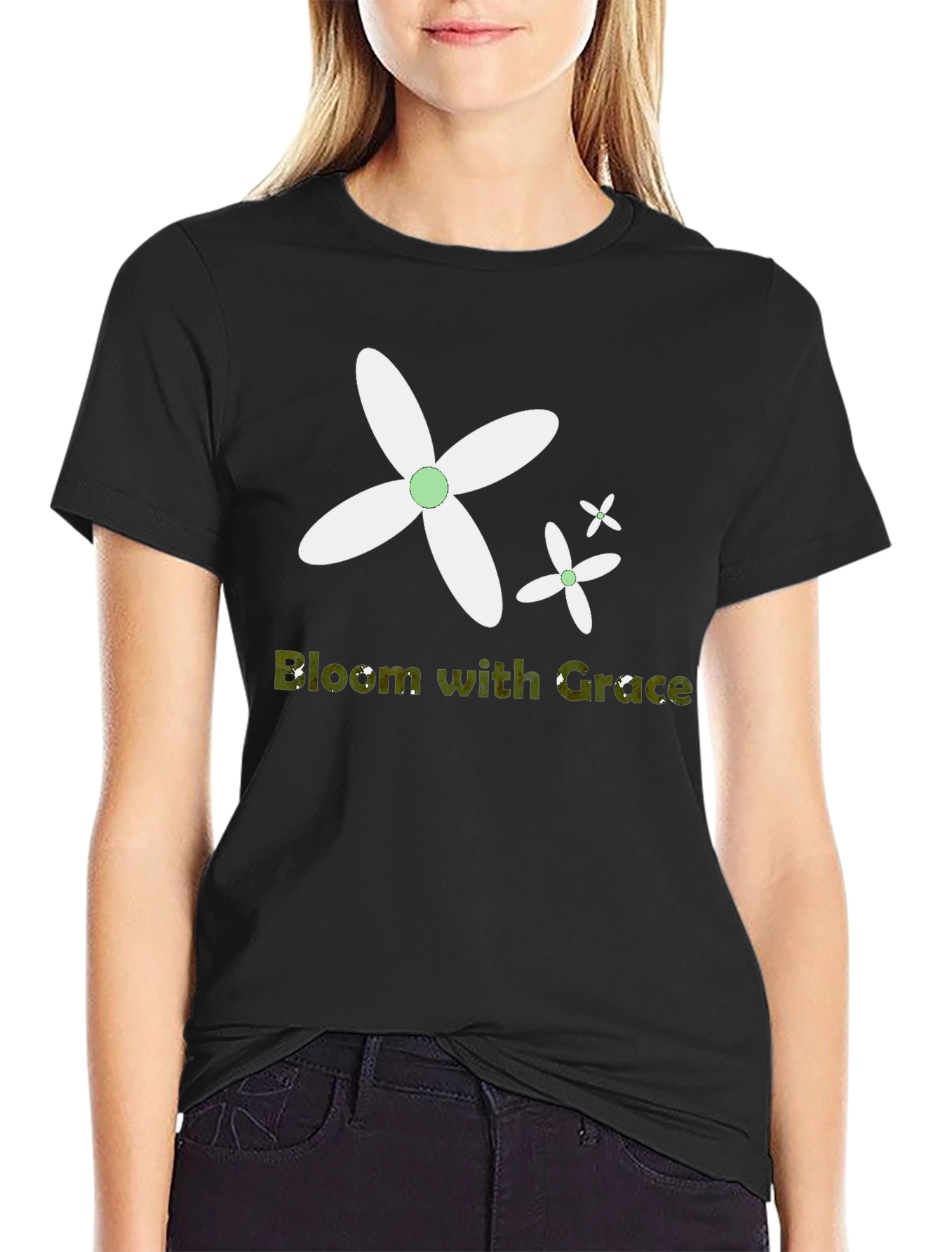 Bloom with Grace Black T-Shirt