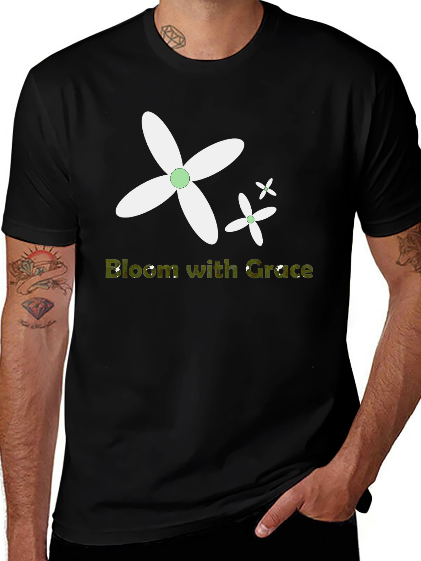 Bloom with Grace Black T-Shirt