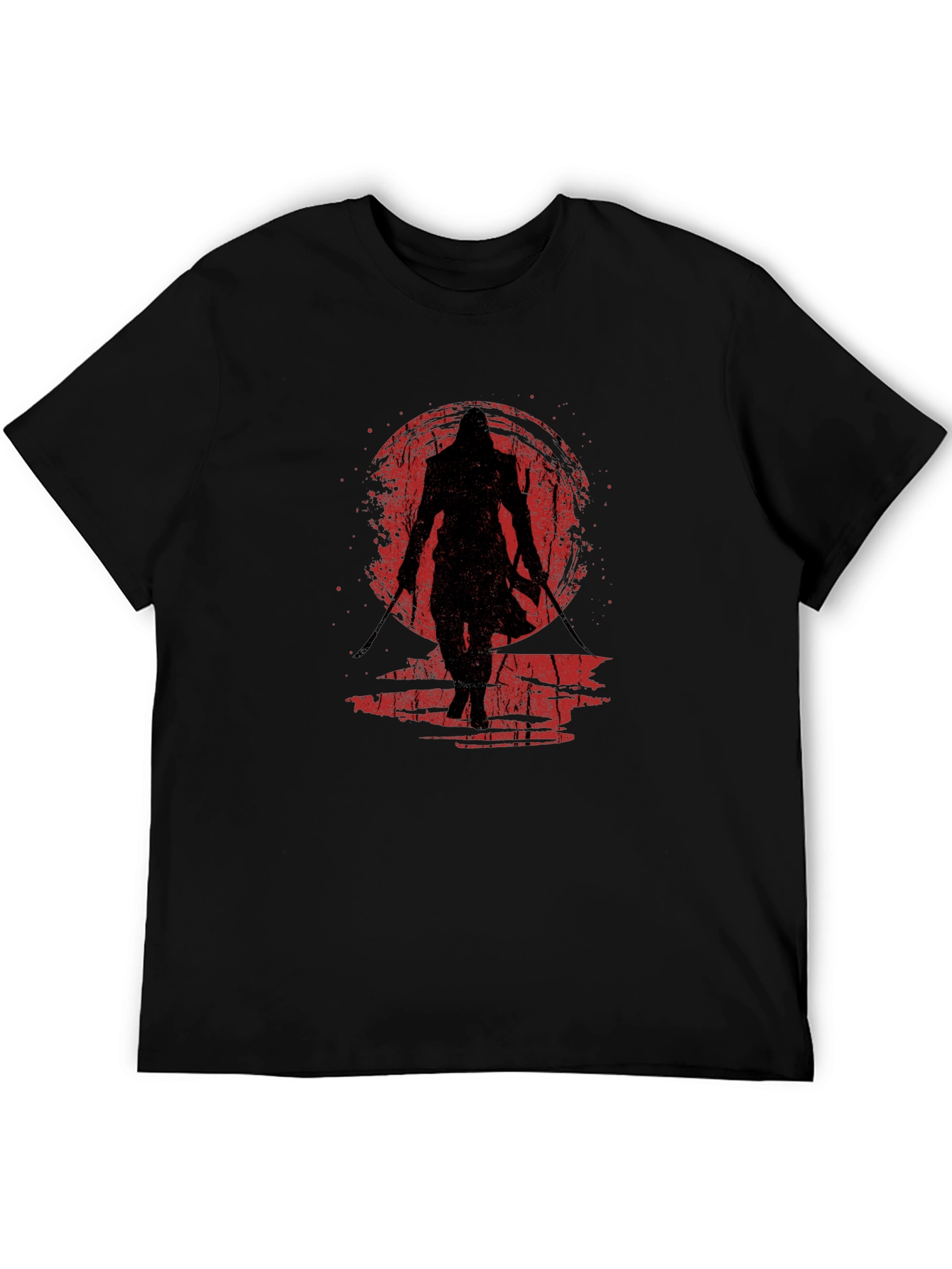 Samurai Sunset Graphic Tee - Black Cotton