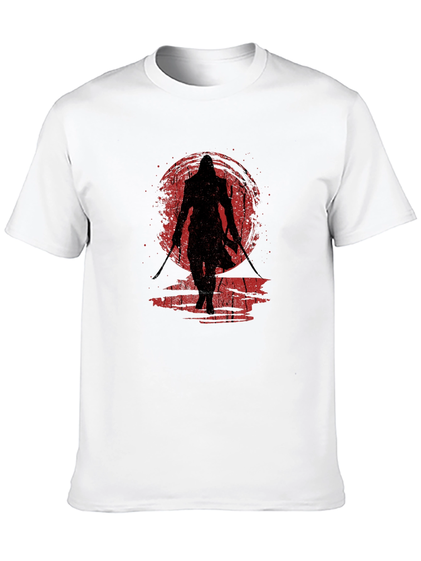 Samurai Sunset Graphic Tee - Black Cotton