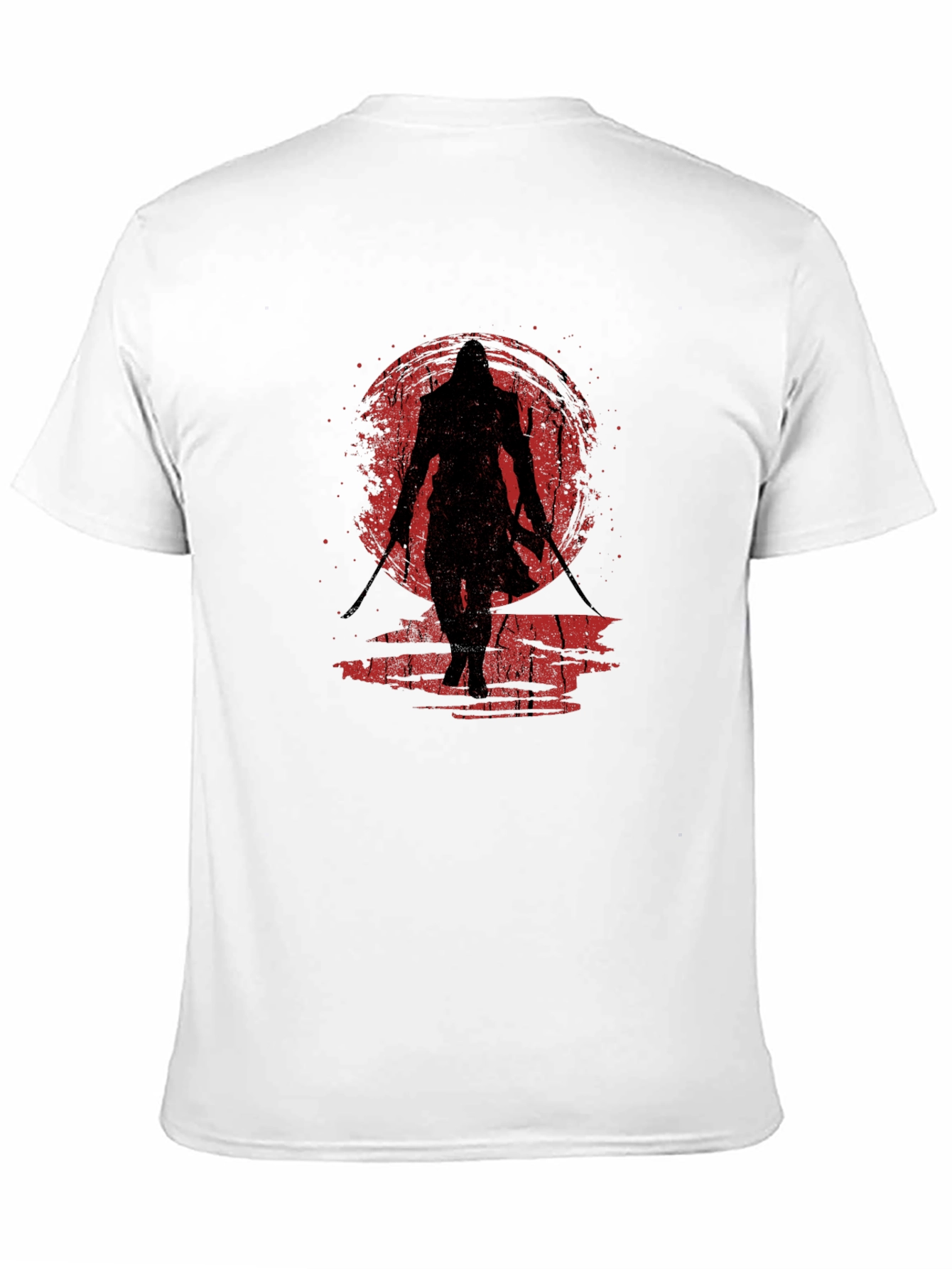 Samurai Sunset Graphic Tee - Black Cotton