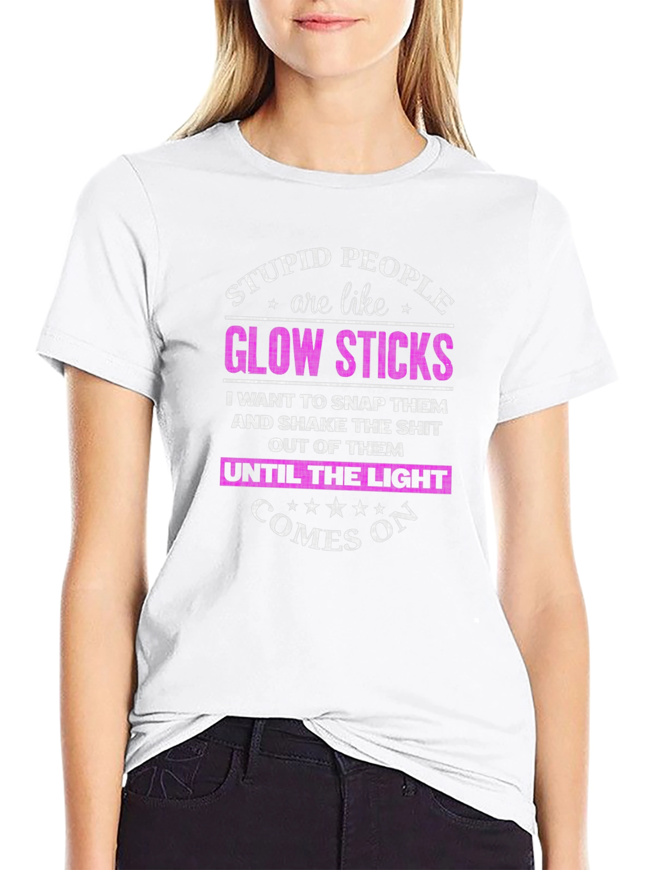 Stupid People Glow Sticks T-Shirt Funny Novelty Tee