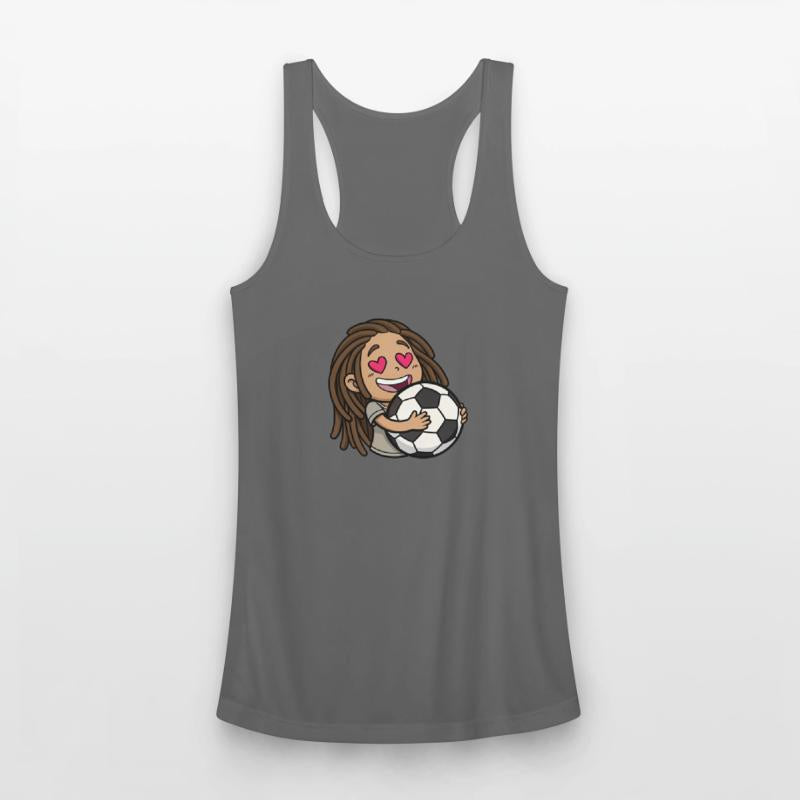 I love you football, woman with dreadlocks