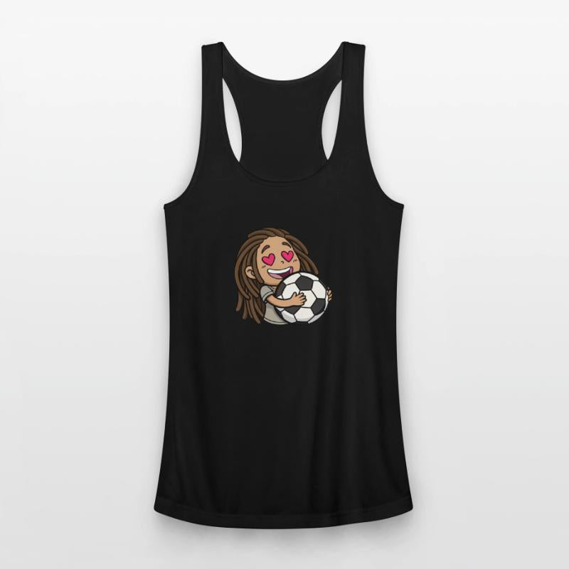 I love you football, woman with dreadlocks