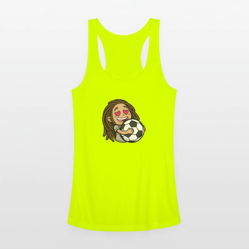 I love you football, woman with dreadlocks