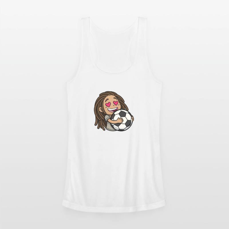 I love you football, woman with dreadlocks