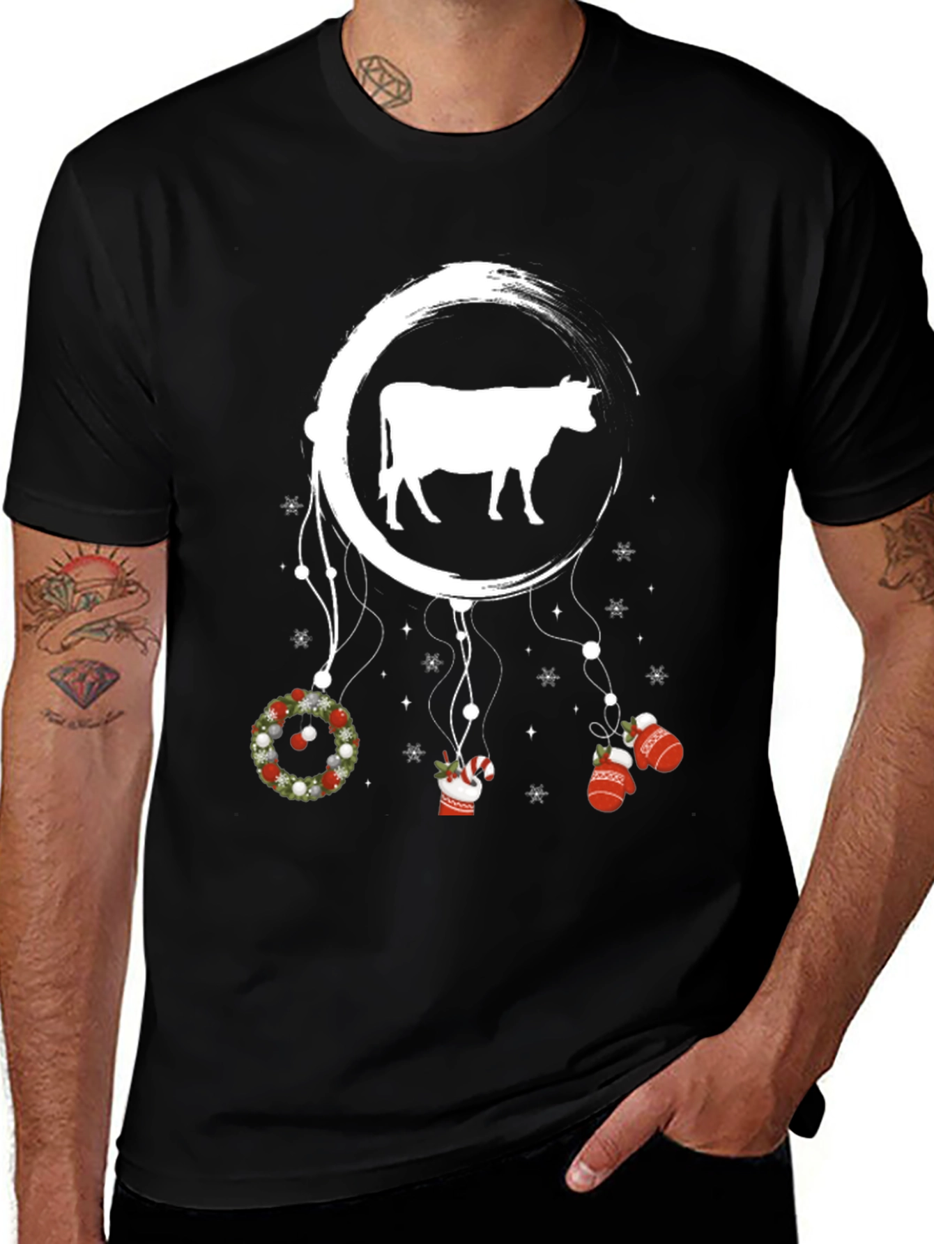 Festive Cow Dreamcatcher Graphic Tee