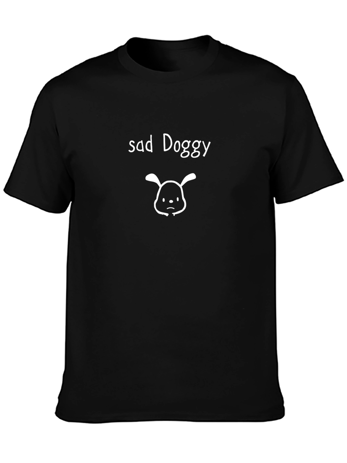Sad Doggy Graphic Tee - Black Casual T-Shirt
