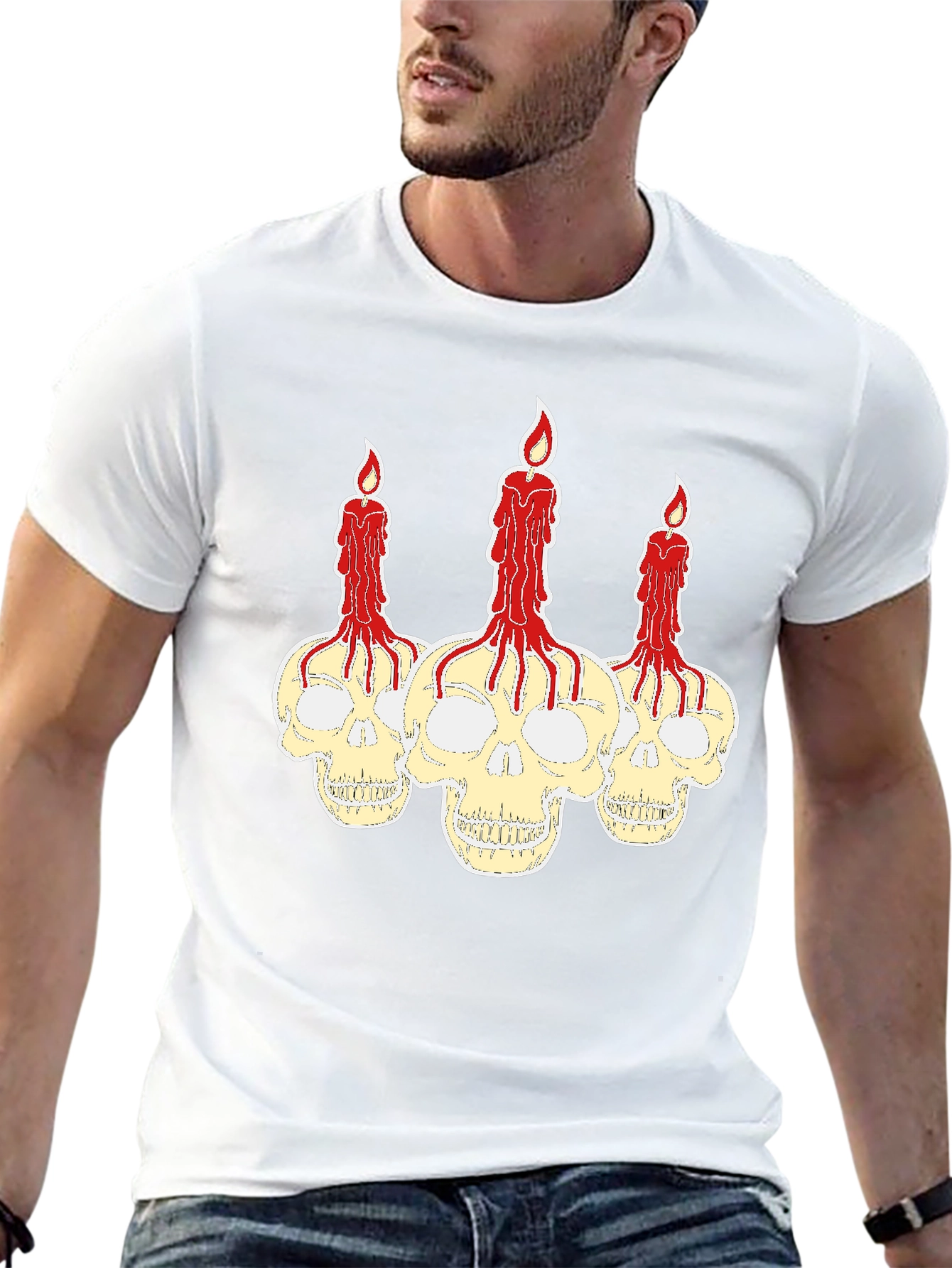 Skull Candle Graphic Print Tee