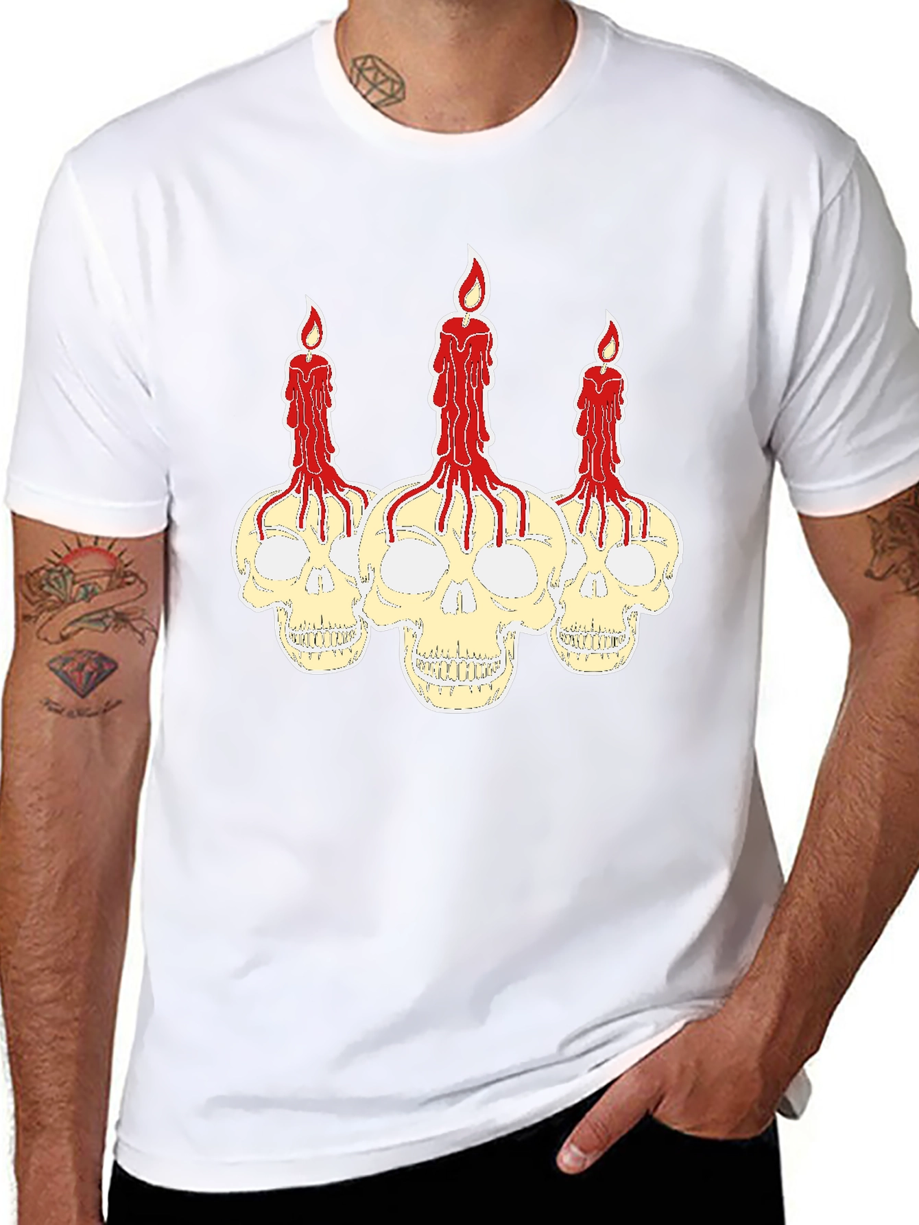 Skull Candle Graphic Print Tee