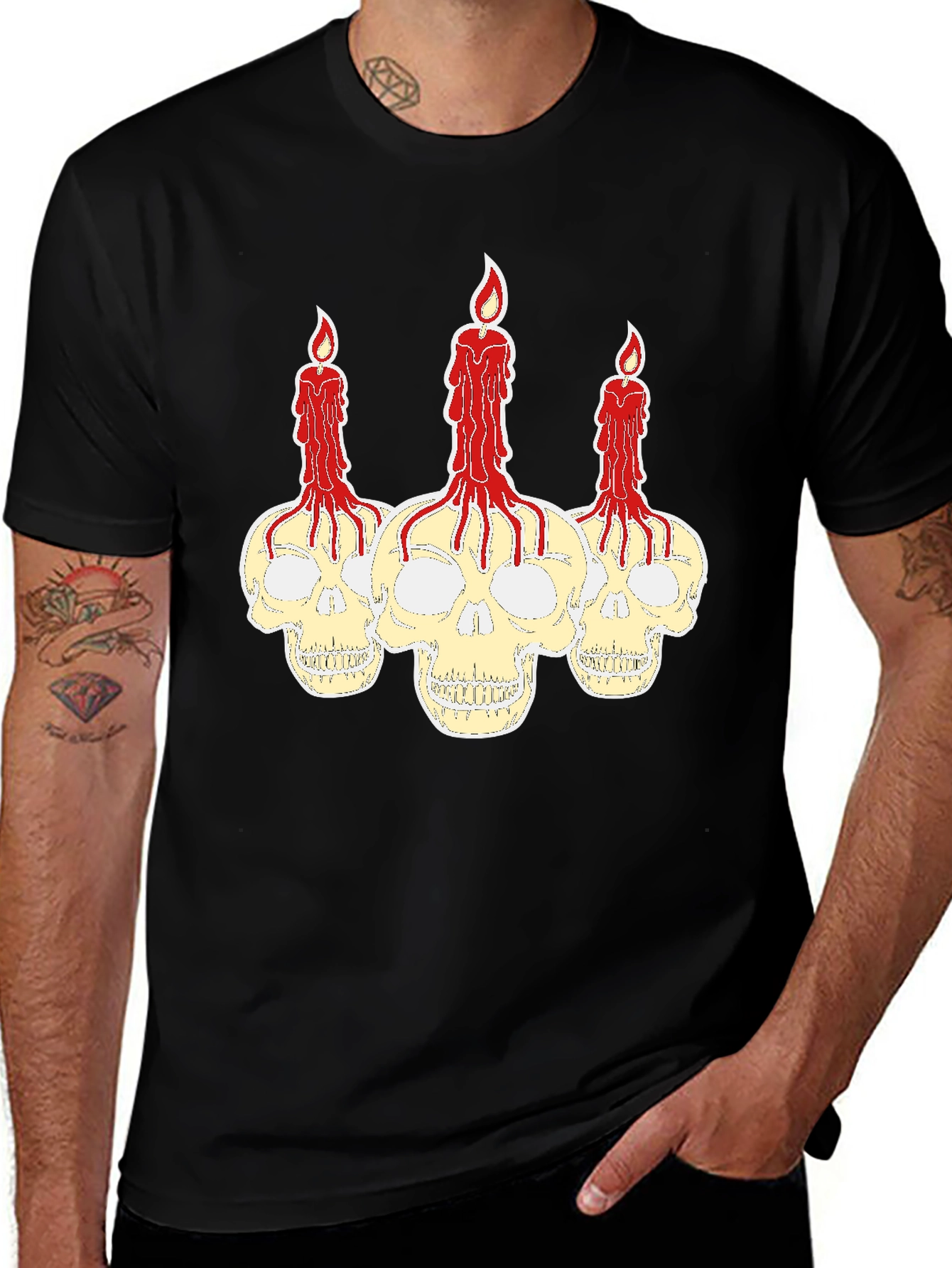 Skull Candle Graphic Print Tee
