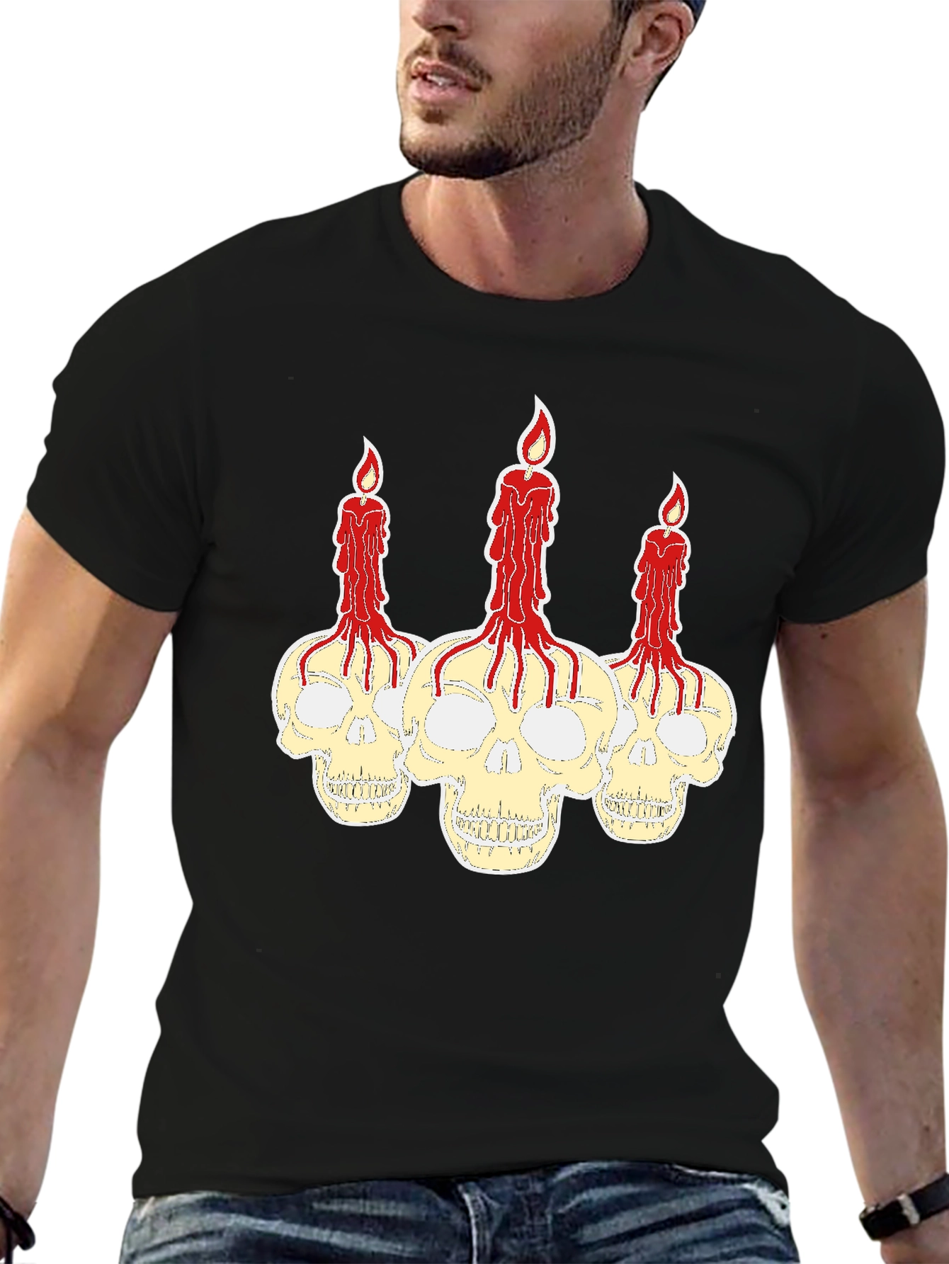 Skull Candle Graphic Print Tee