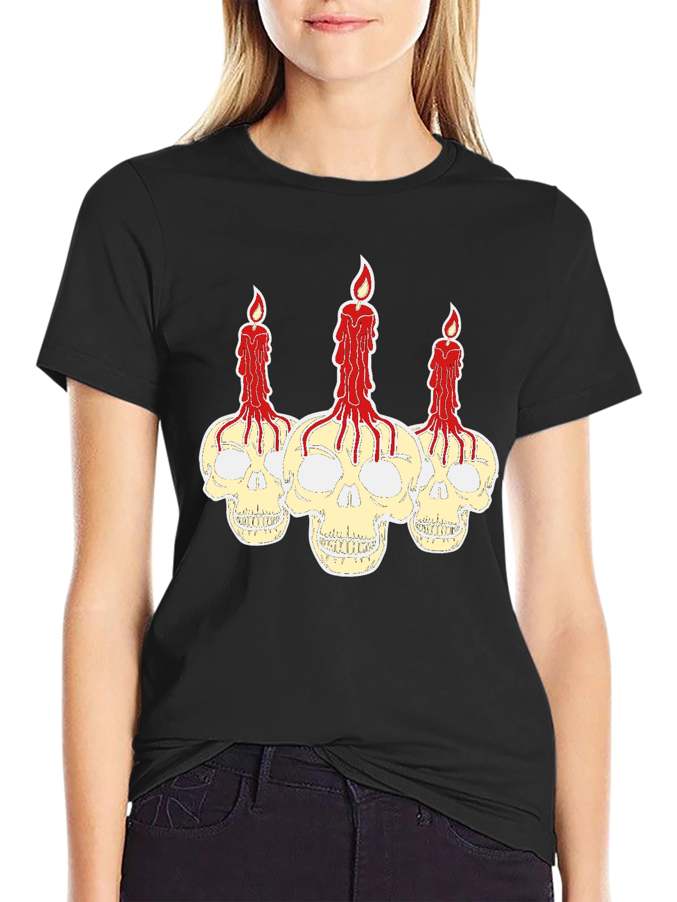 Skull Candle Graphic Print Tee