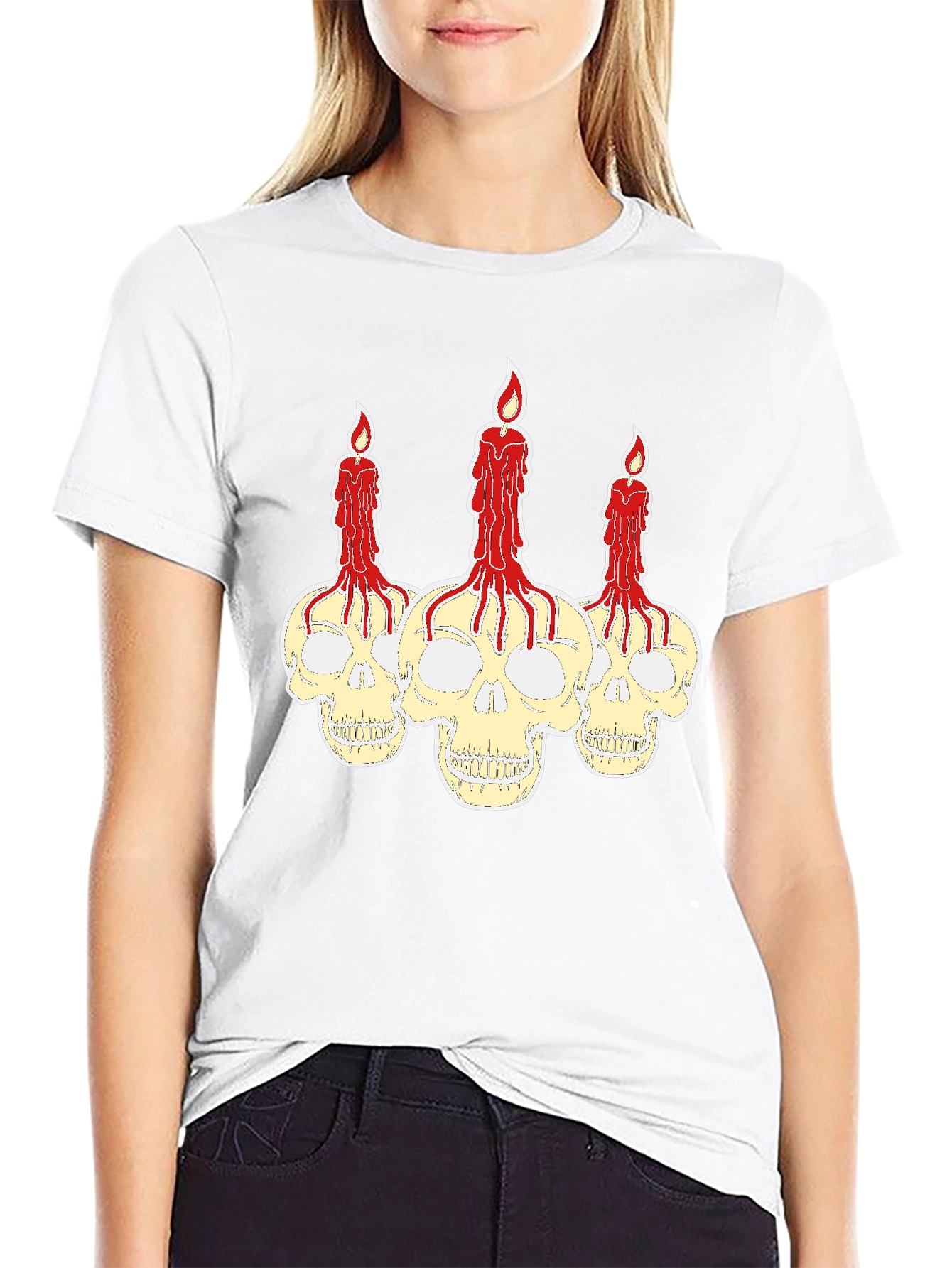 Skull Candle Graphic Print Tee