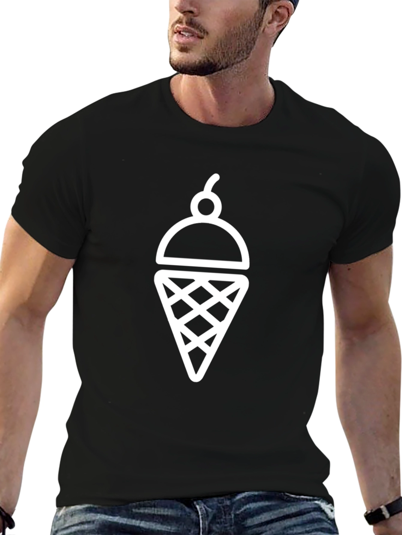 Ice Cream Graphic Tee - Stylish Unisex Black T-Shirt