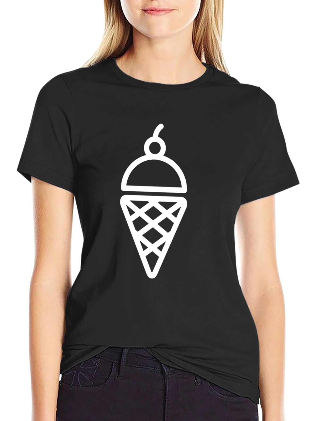 Ice Cream Graphic Tee - Stylish Unisex Black T-Shirt