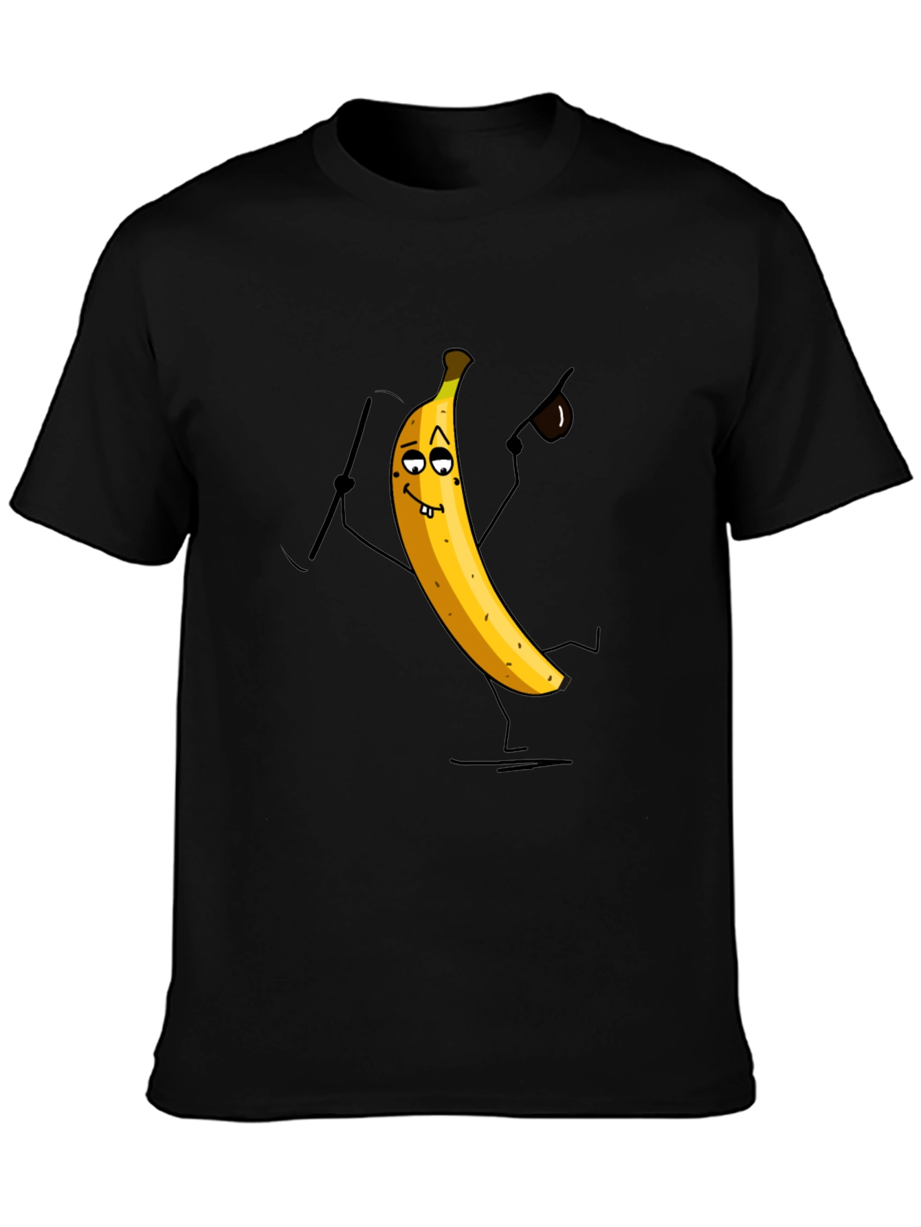 Funny Banana Cartoon Mens Black T-Shirt