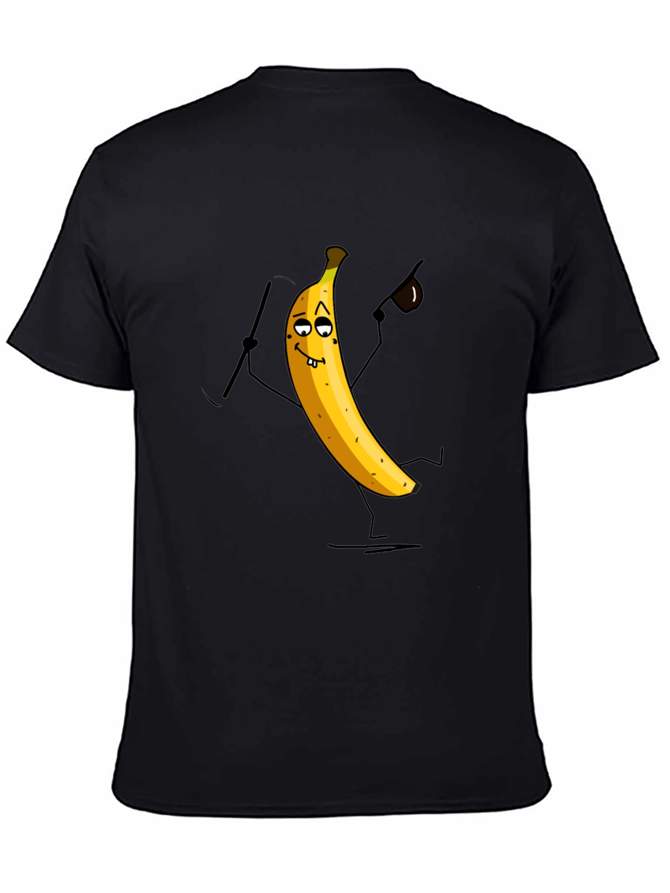 Funny Banana Cartoon Mens Black T-Shirt