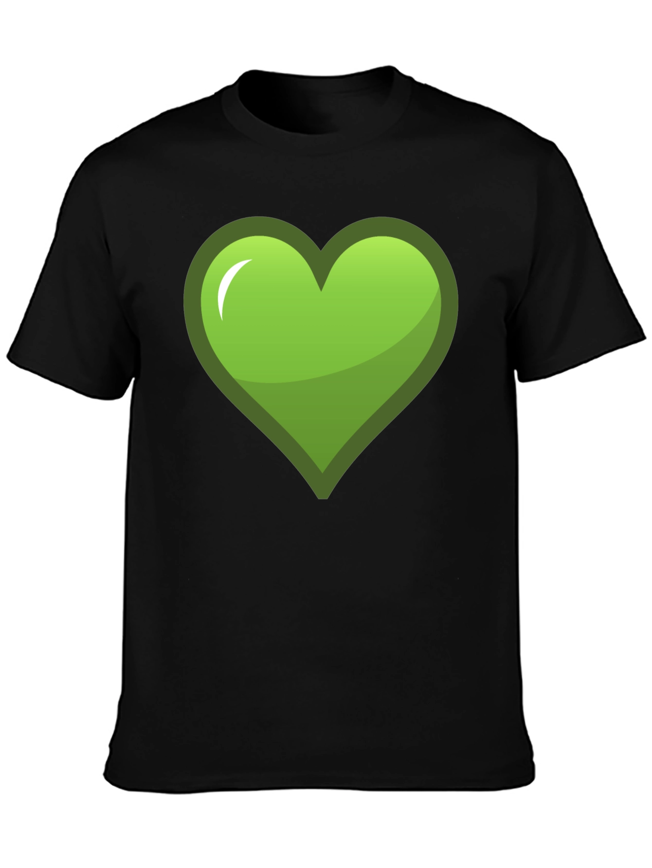 Green Heart Graphic Black T-Shirt