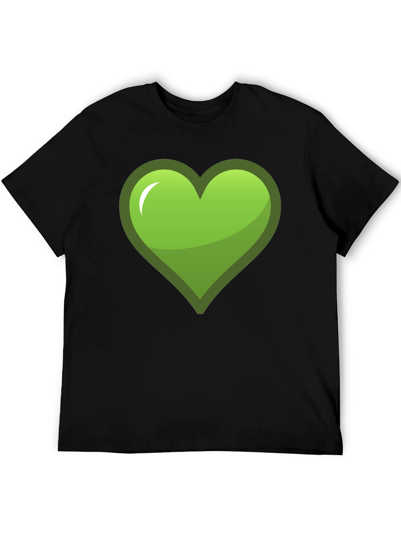 Green Heart Graphic Black T-Shirt