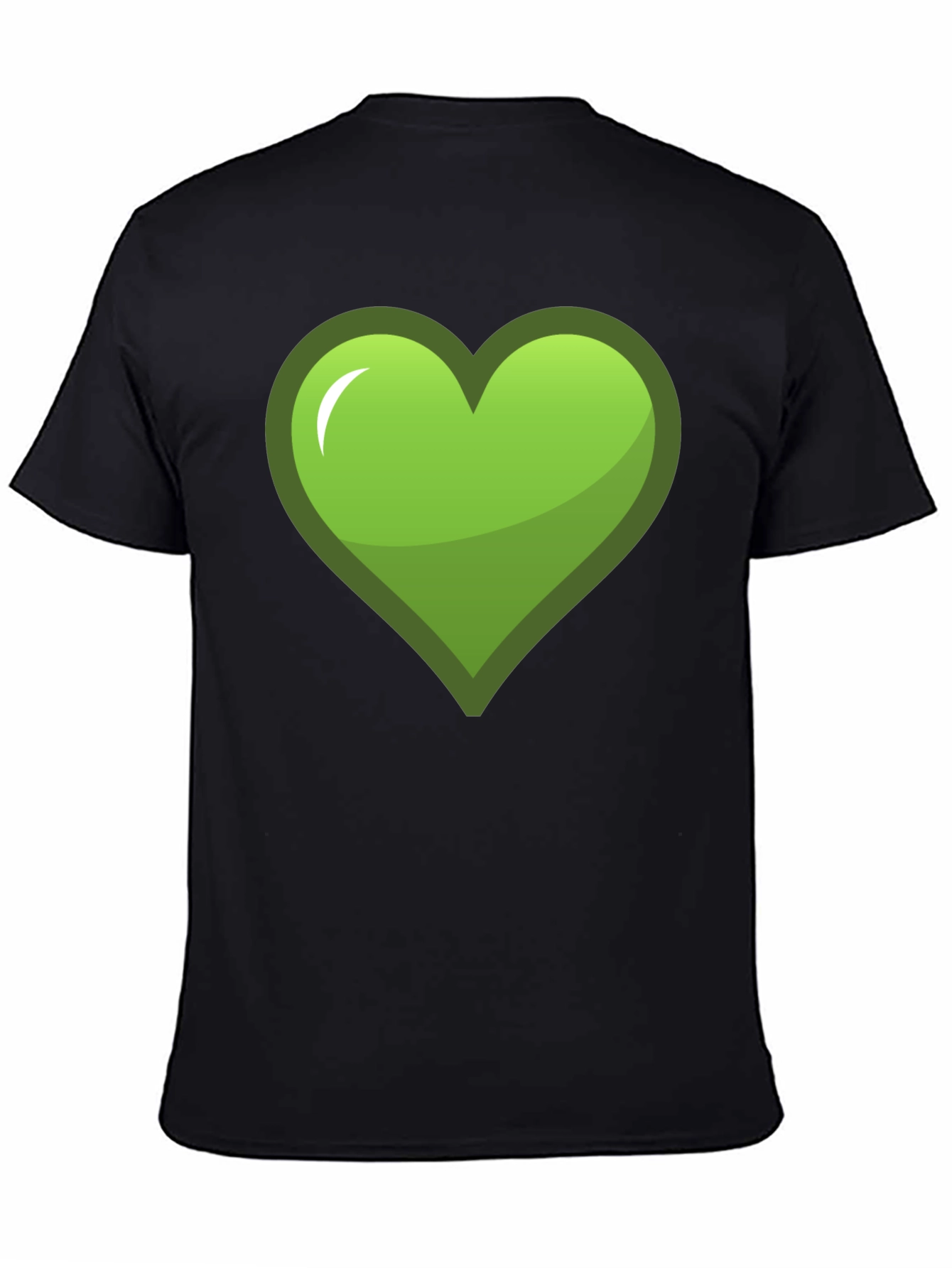 Green Heart Graphic Black T-Shirt