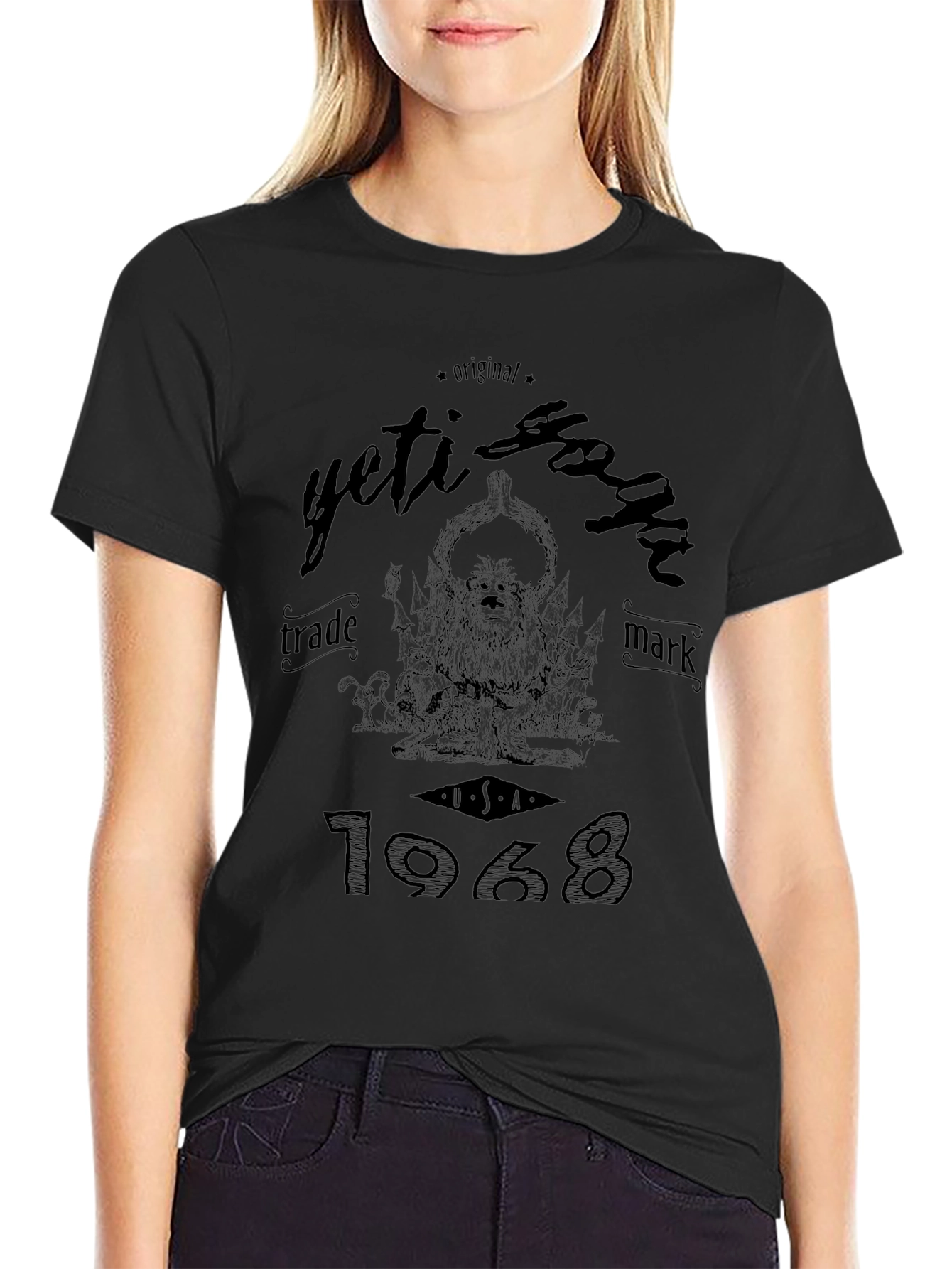 Yeti Yoga Black Graphic T-Shirt