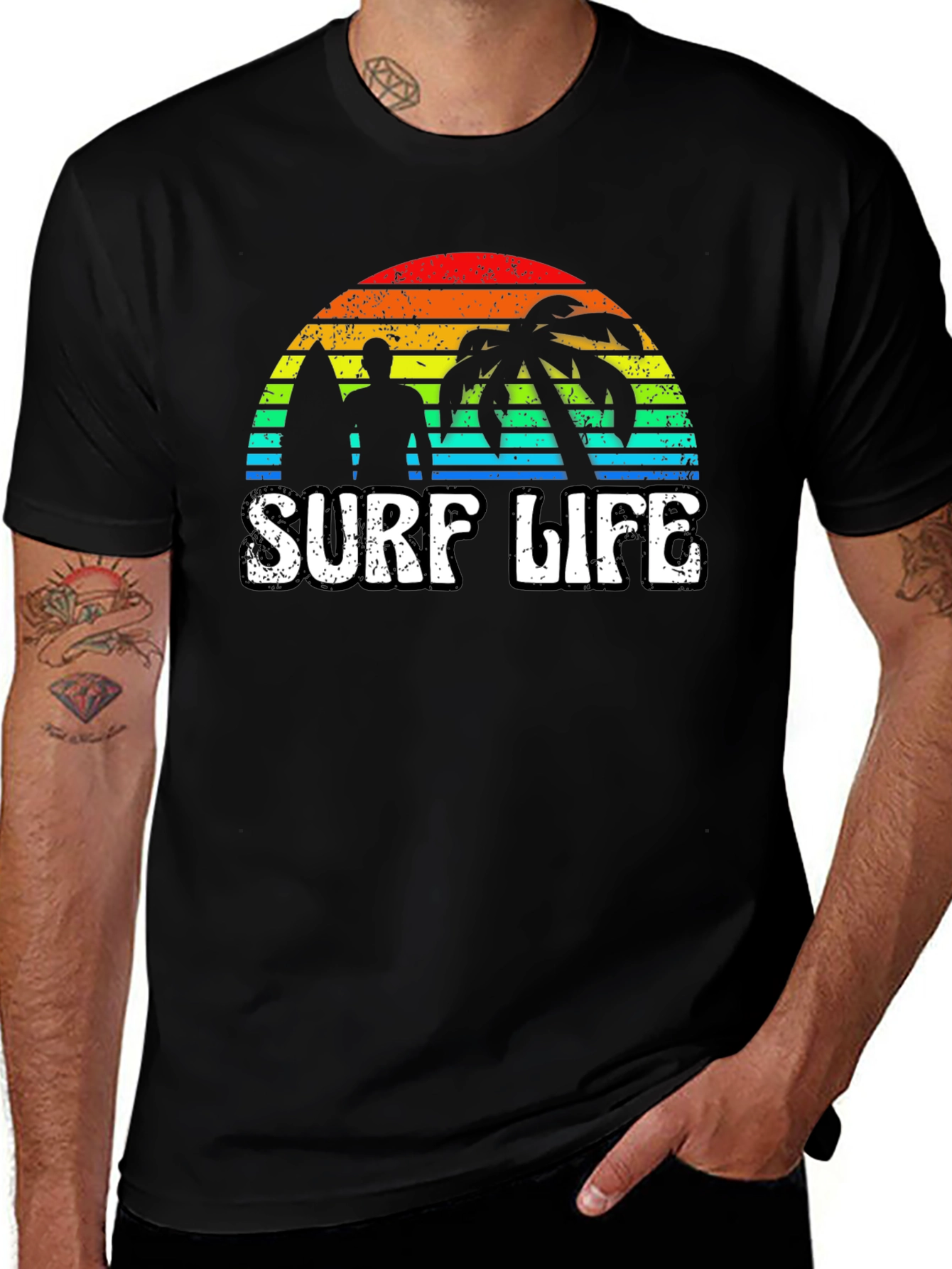 Surf Life Graphic Tee - Retro Sunset