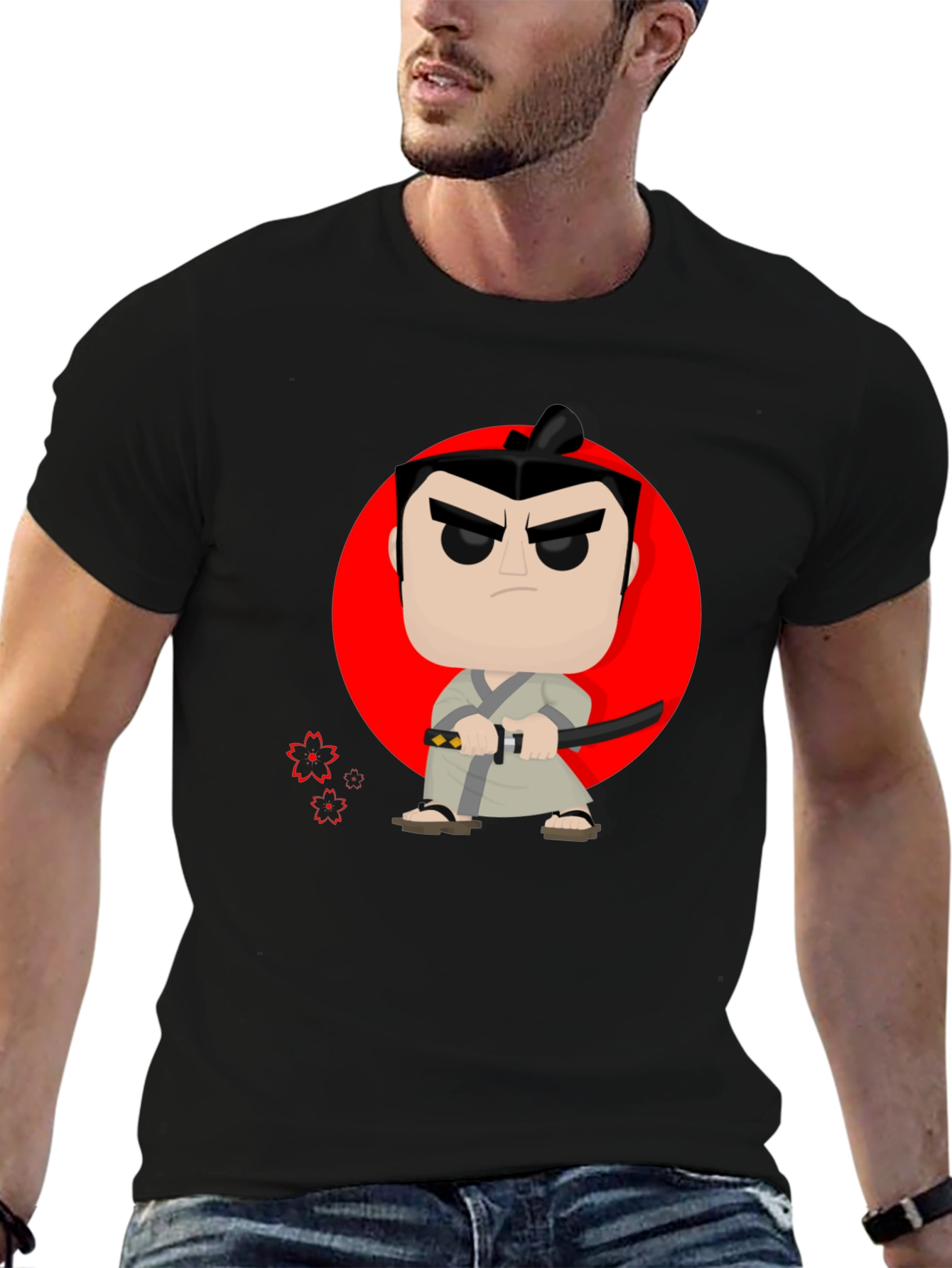 Samurai Jack Pop Art T-Shirt - Black Cotton Tee