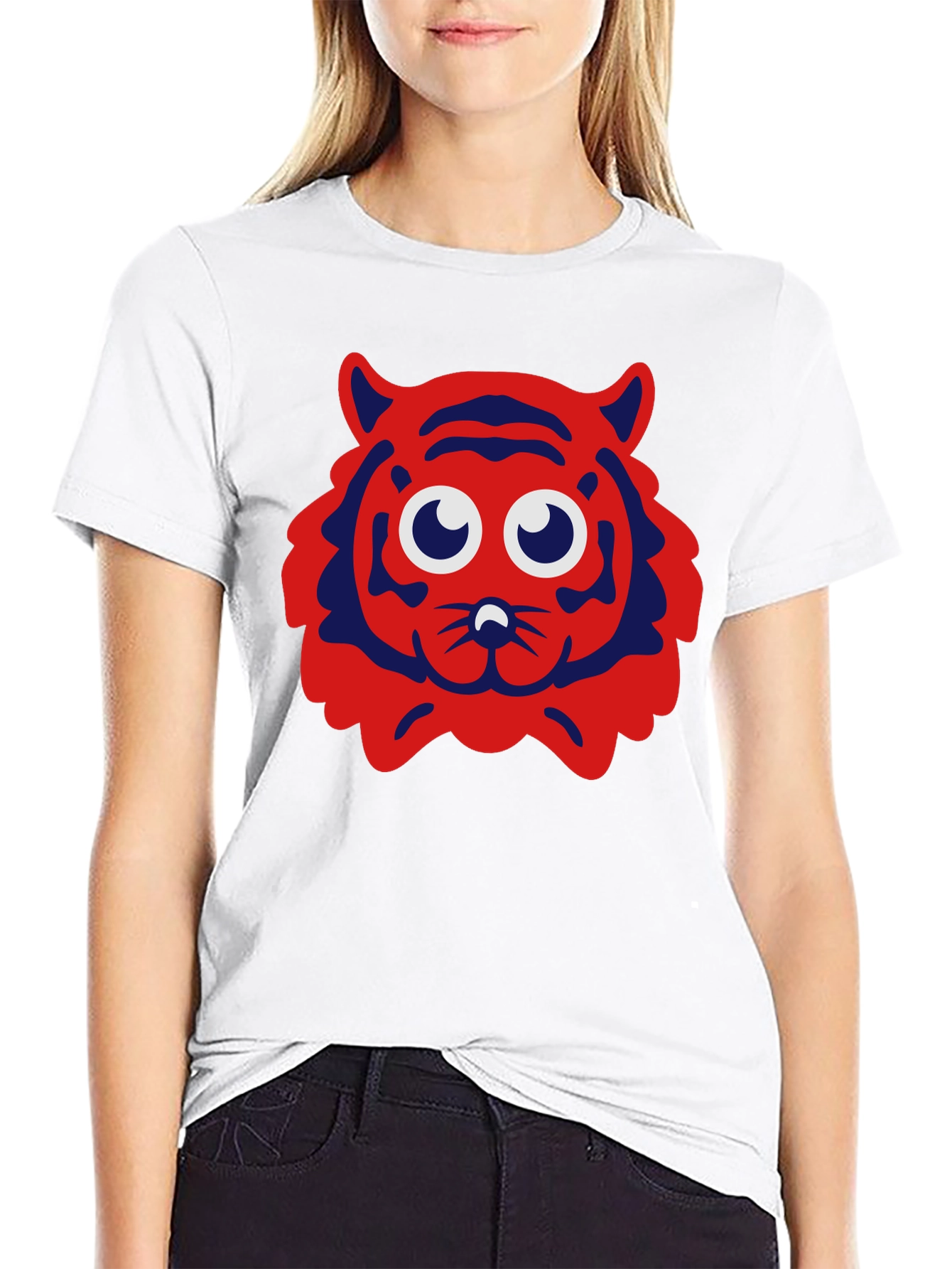 Cartoon Tiger Graphic Tee - Black T-Shirt