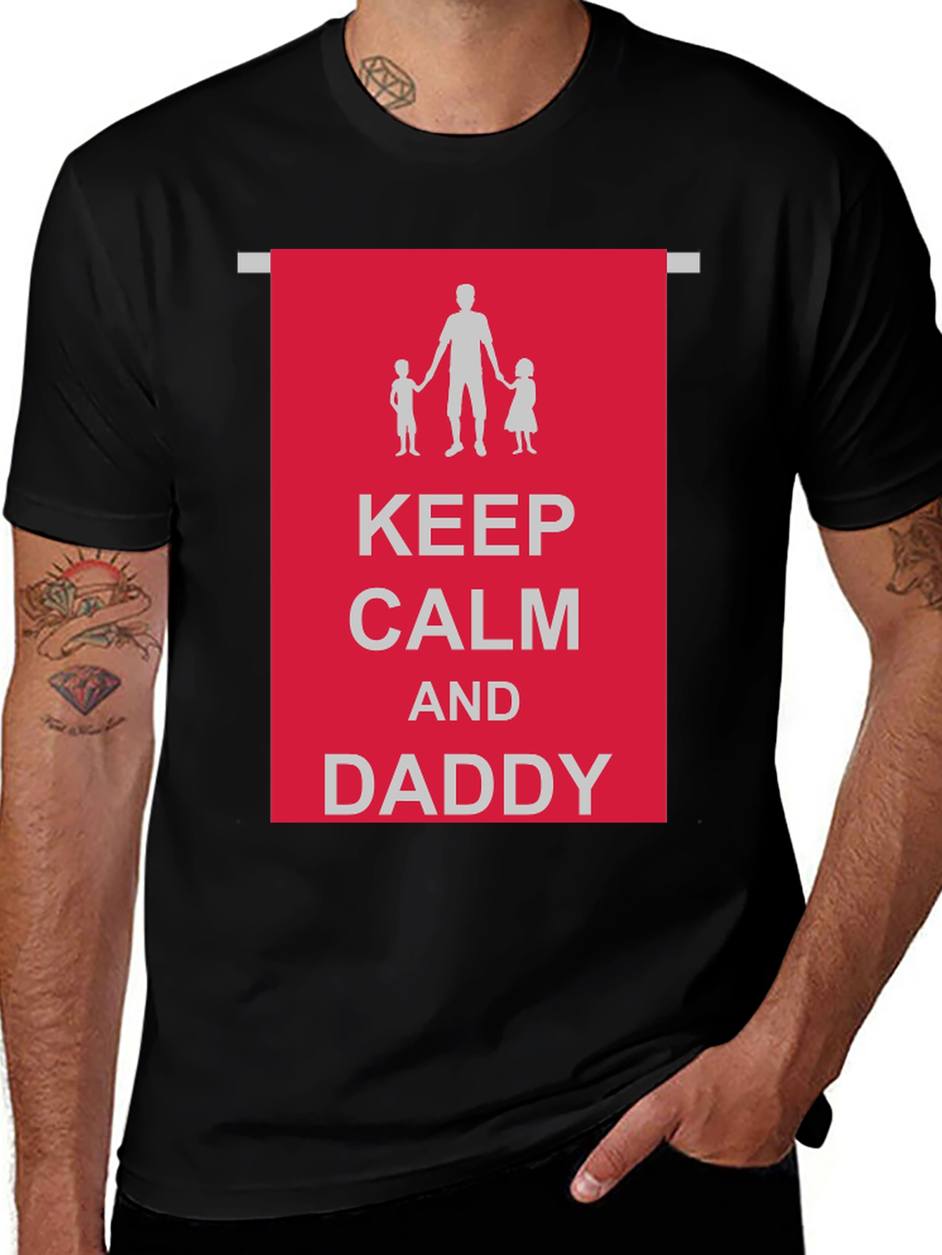 Keep Calm and Daddy Black T-Shirt