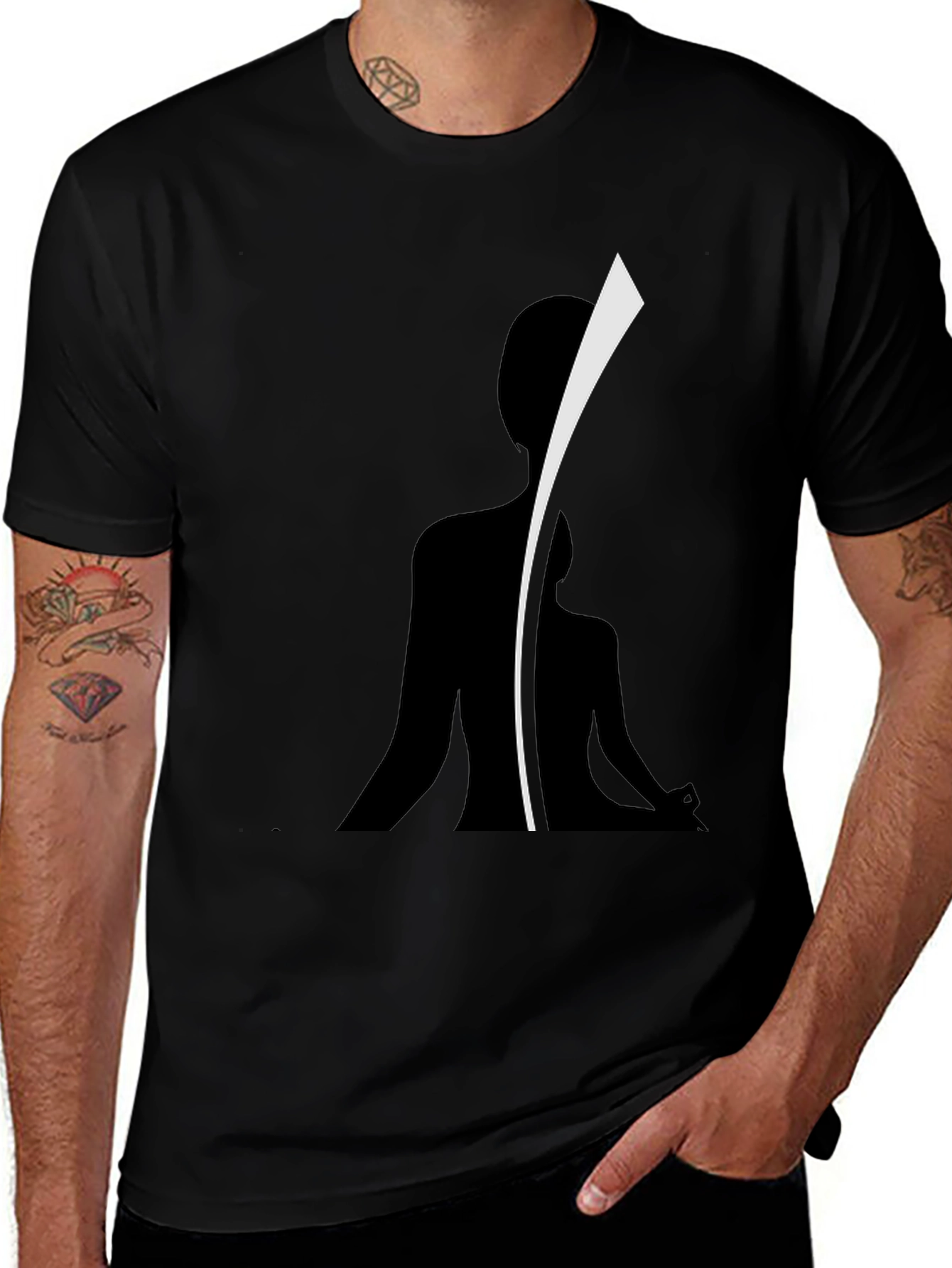 Modern Silhouette Graphic T-Shirt - Black