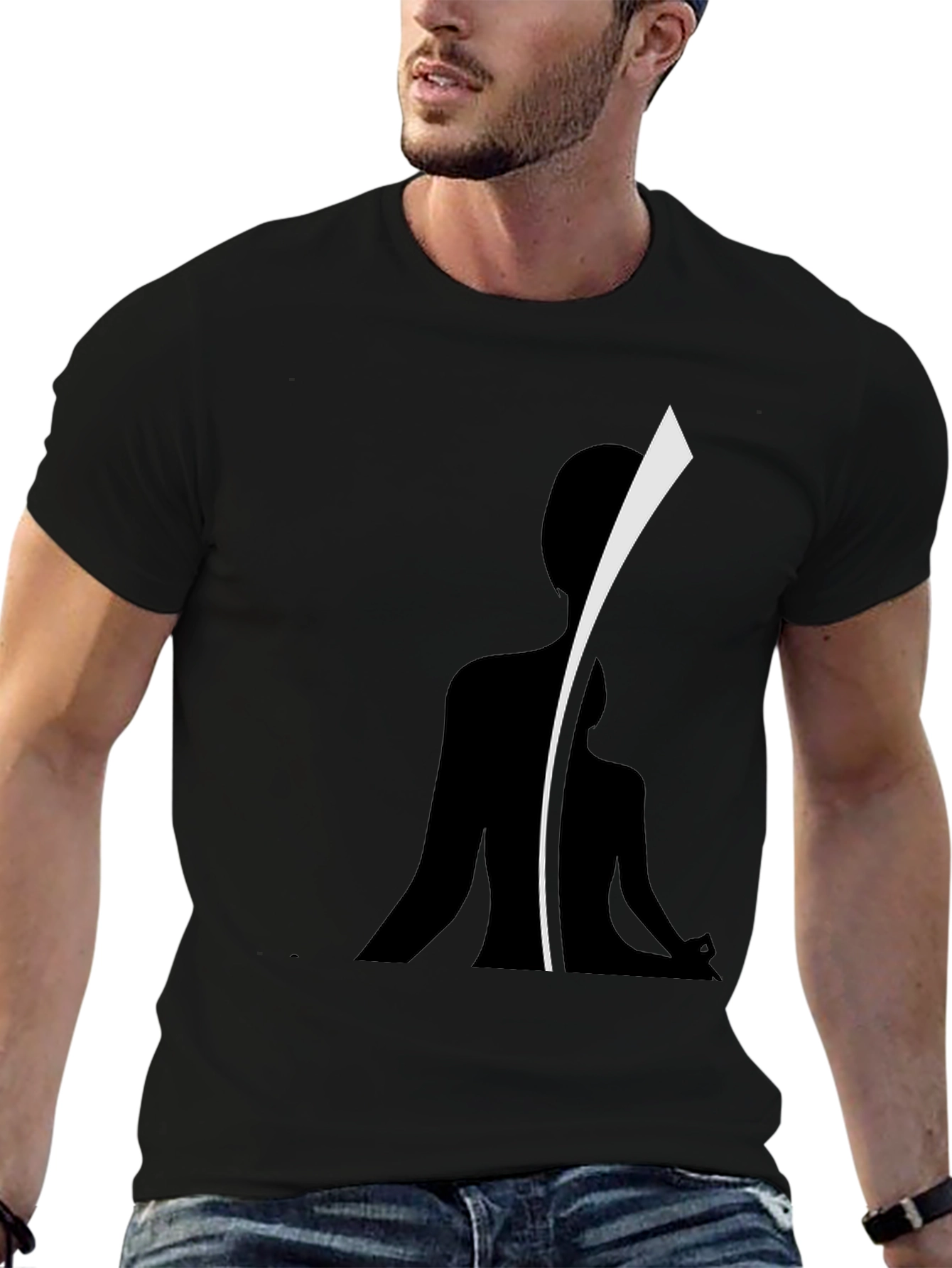 Modern Silhouette Graphic T-Shirt - Black