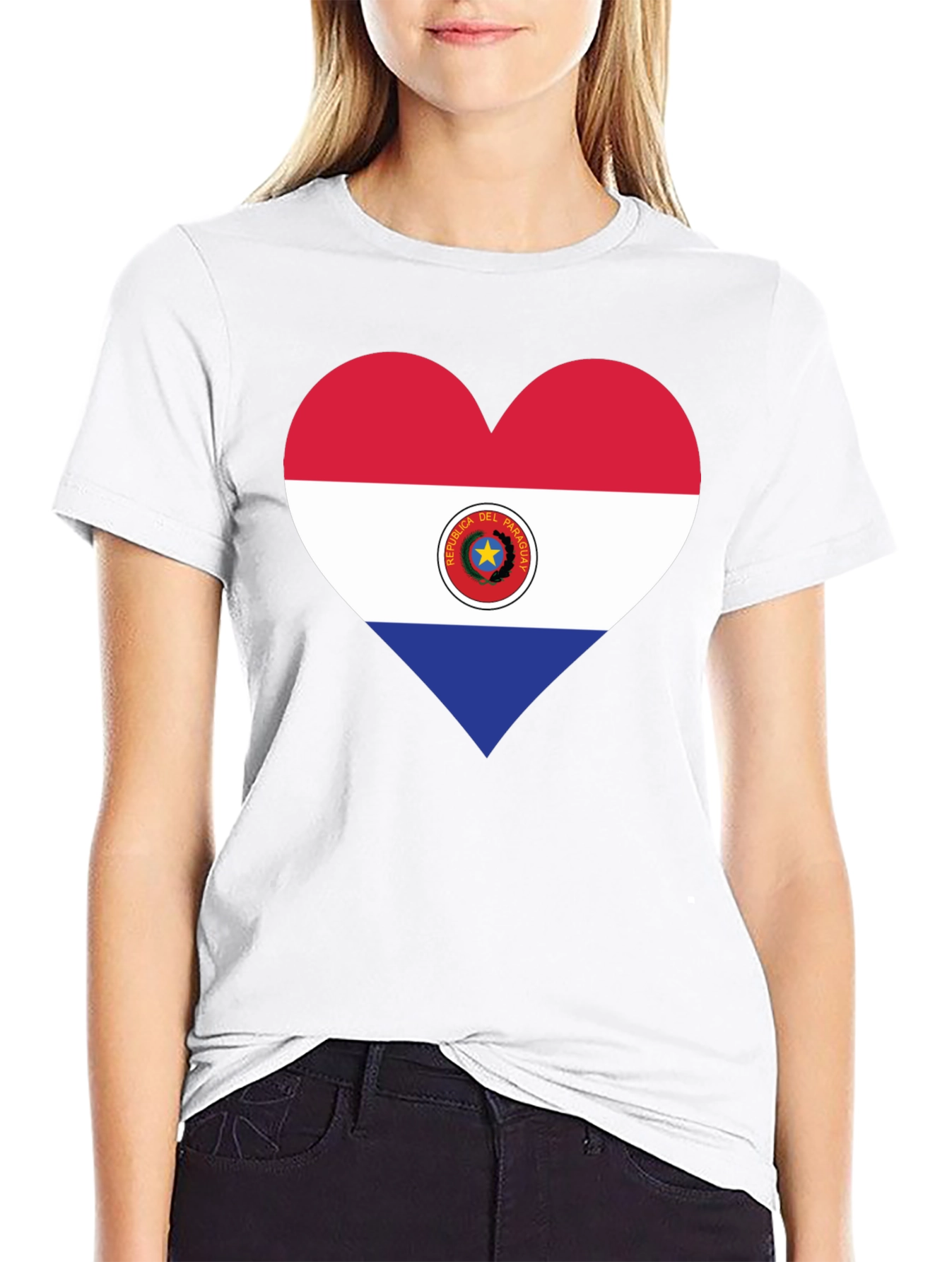 Paraguay Flag Heart T-Shirt - Black