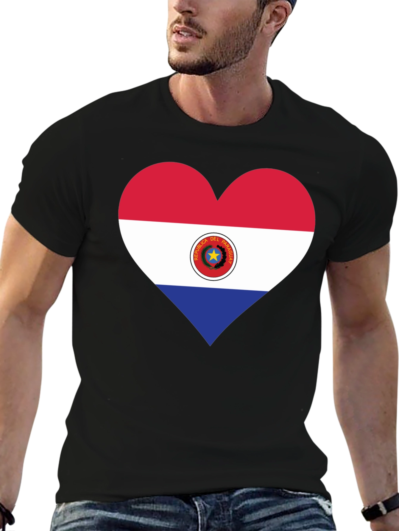 Paraguay Flag Heart T-Shirt - Black