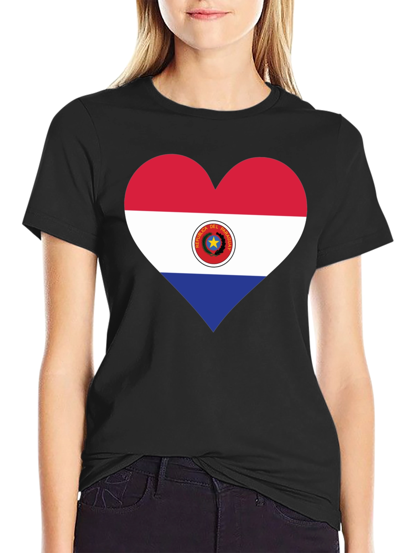 Paraguay Flag Heart T-Shirt - Black